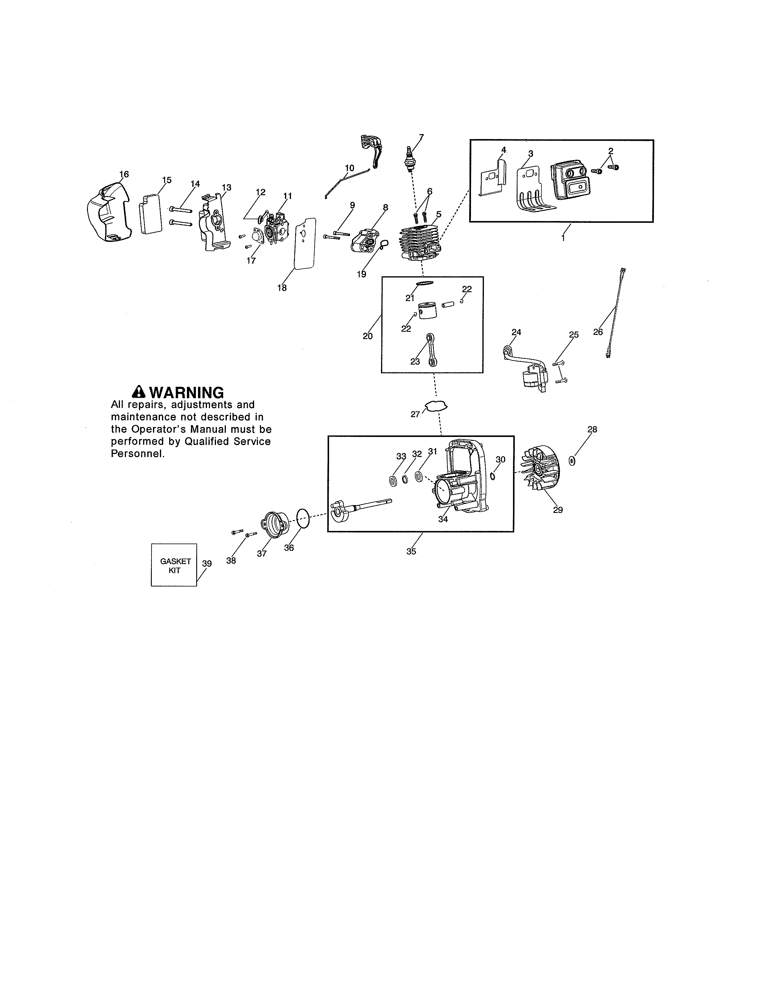 McCulloch M320 TYPE 2 muffler/cylinder/crankcase diagram