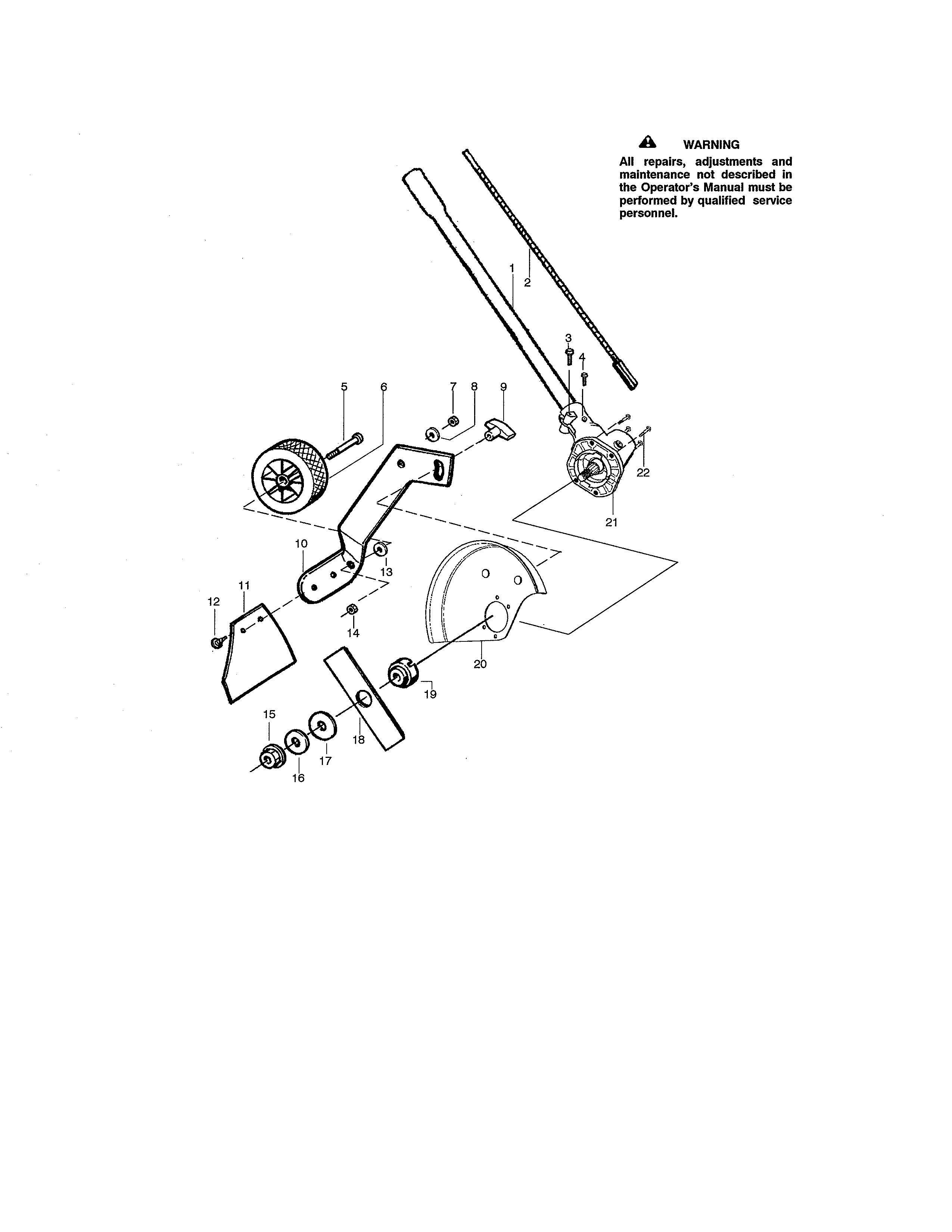 Poulan PP125E guard/driveshaft/wheel bracket diagram