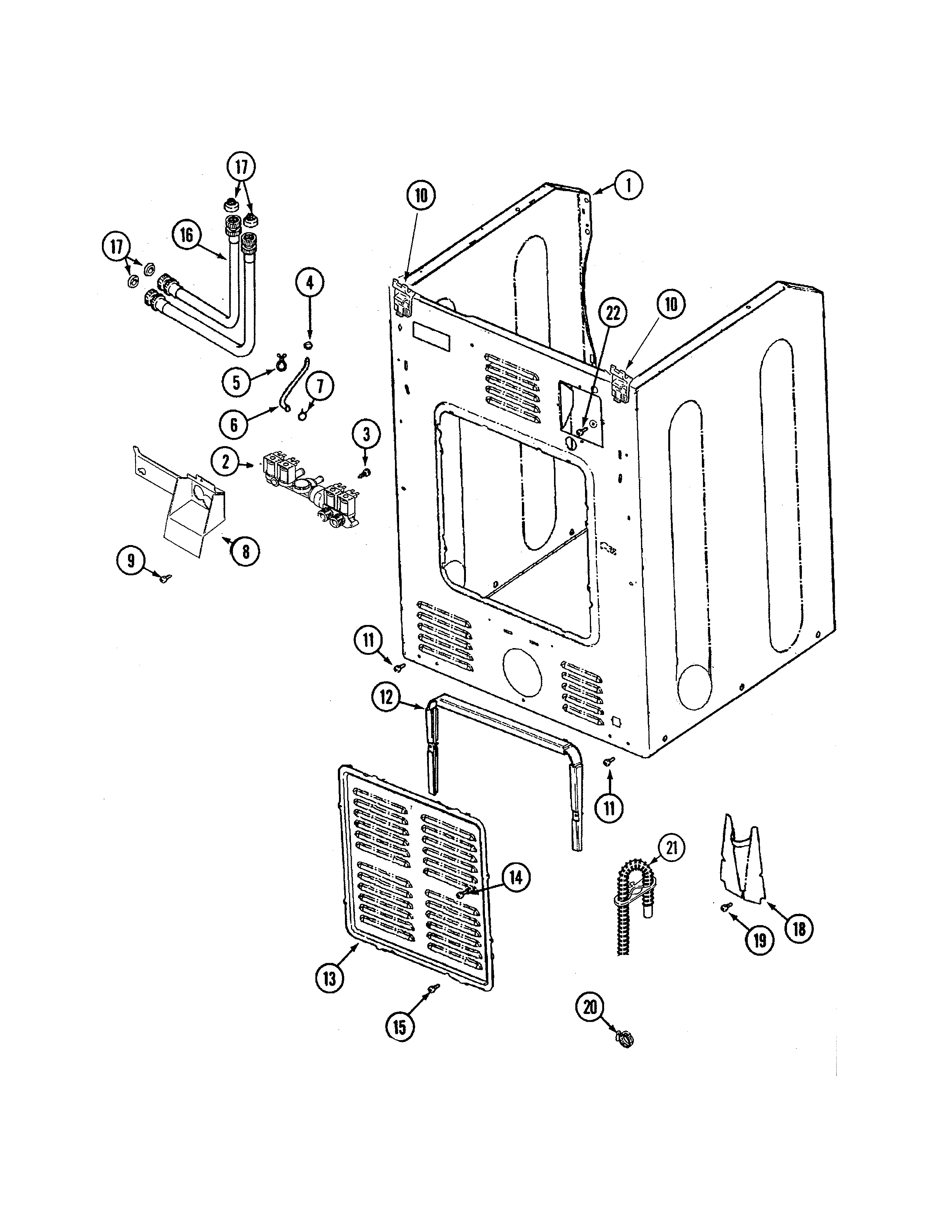 Maytag MAH21PDDWW cabinet - rear diagram