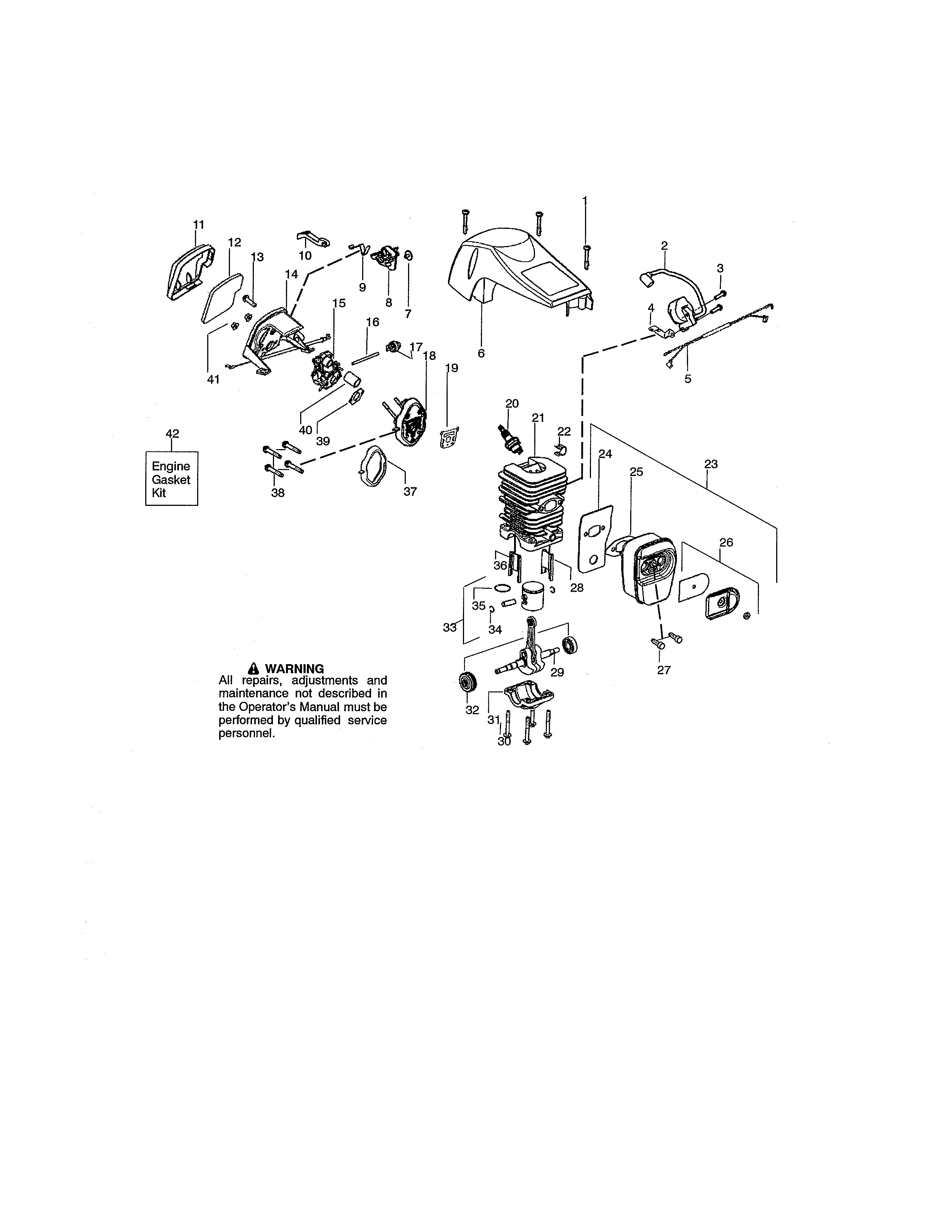 Craftsman 358350992 shield/cylinder/muffler diagram