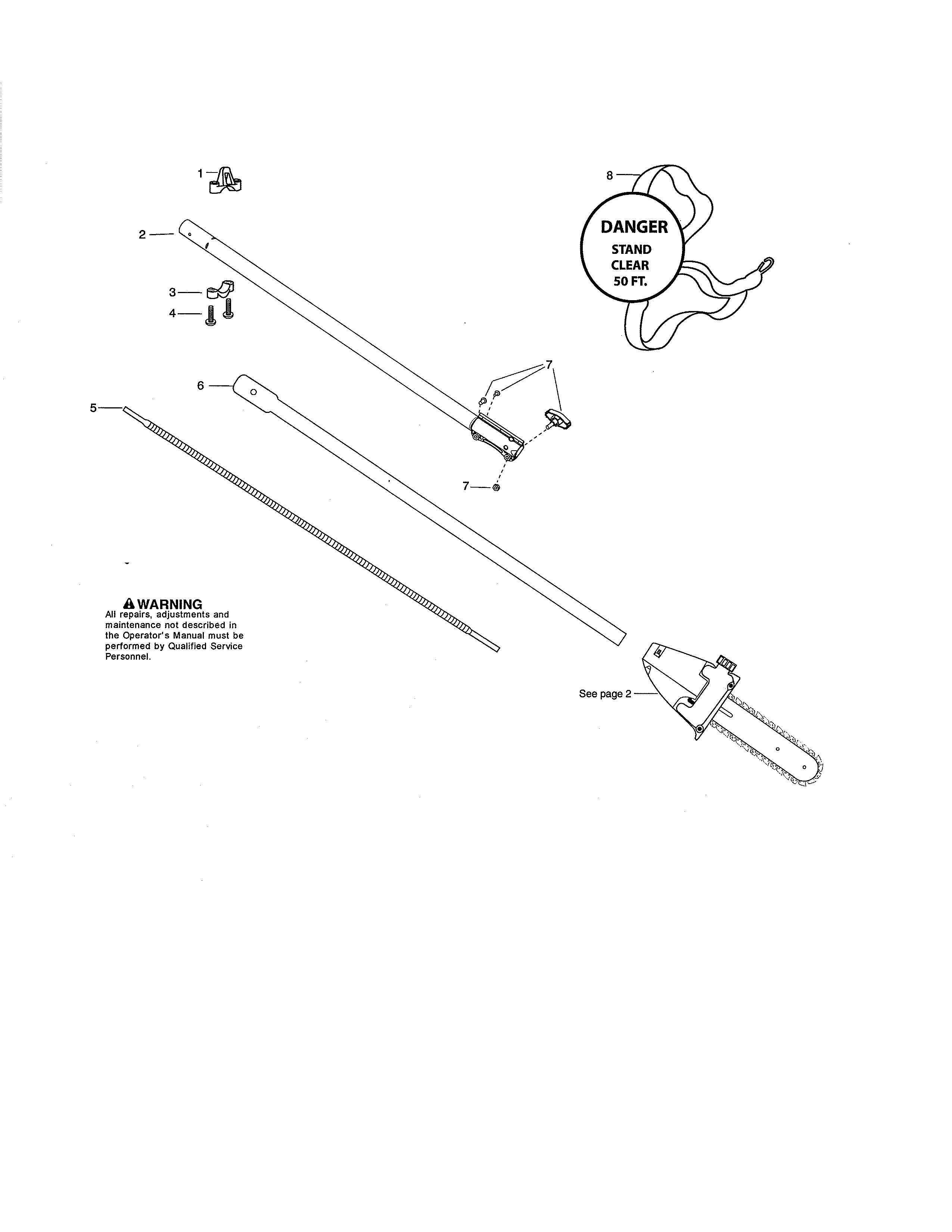Poulan PP338PT TYPE 2 flexshaft/shoulder strap diagram