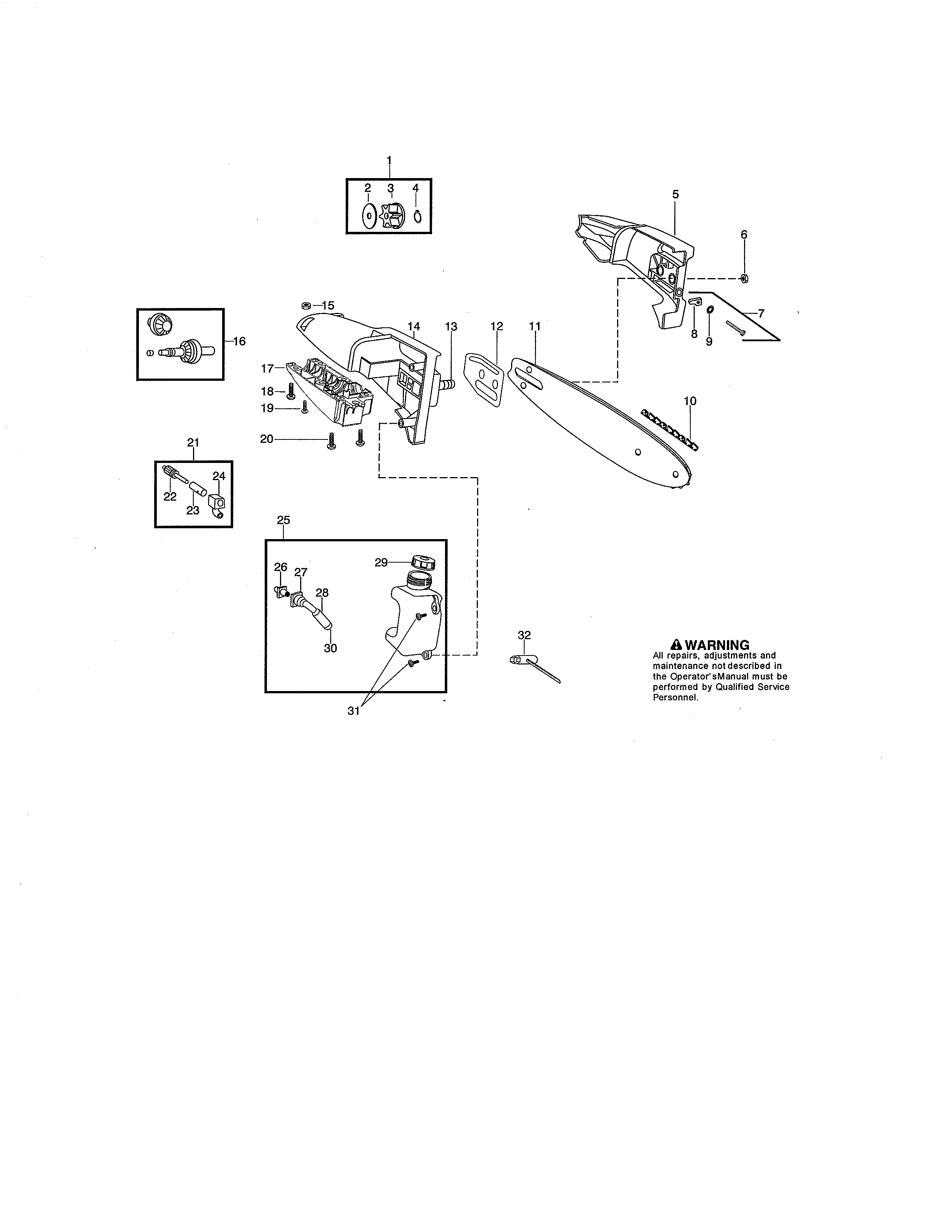 Poulan PP338PT TYPE 2 oil tank/bar/gear diagram