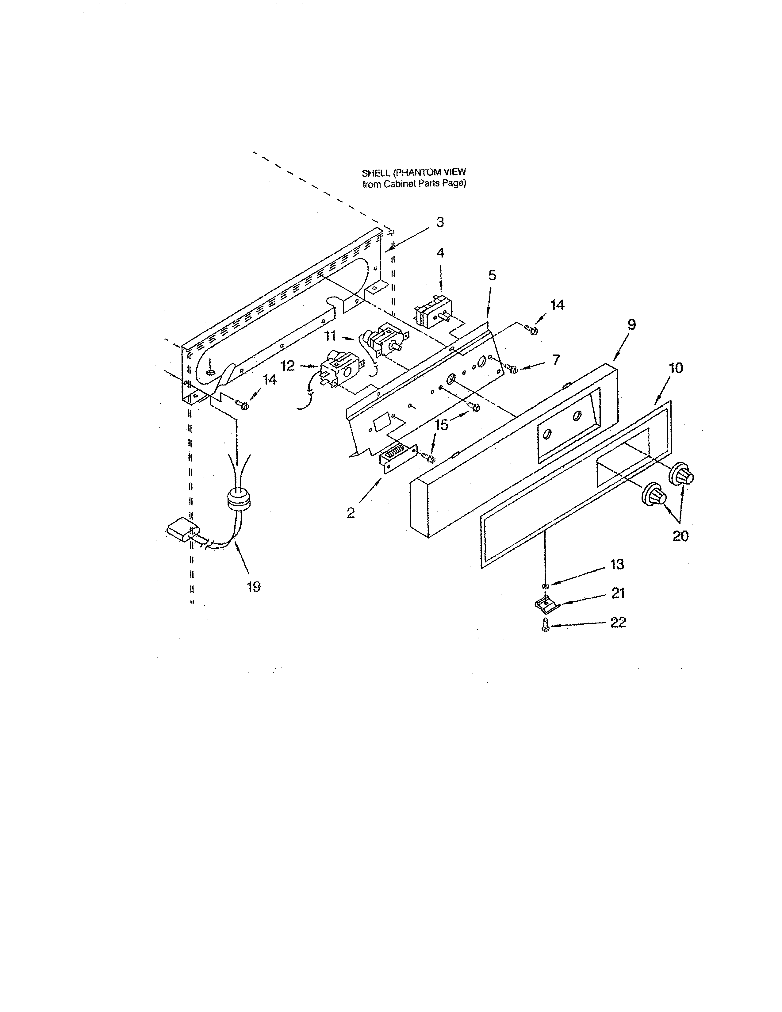Whirlpool BR51IMBA0 escutcheon/control components diagram