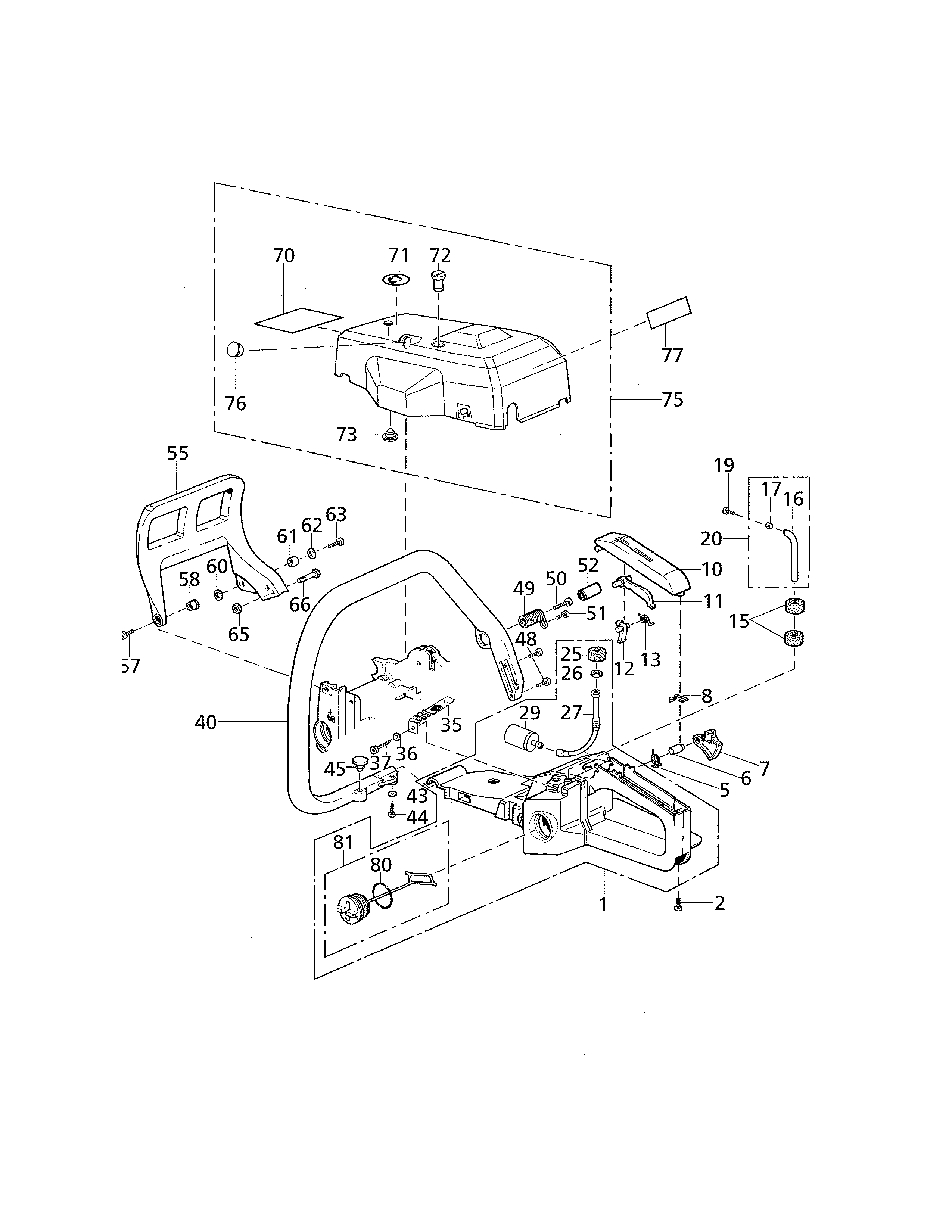 Solo 645 handle/cover diagram