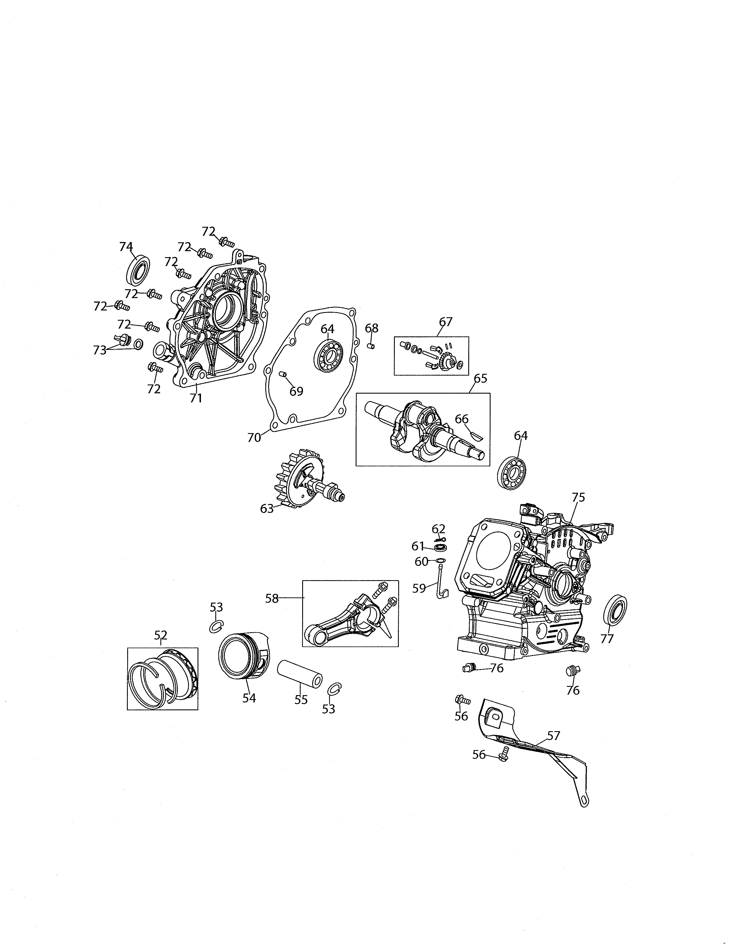 MTD 21A-34M8799 crankshaft/short block diagram