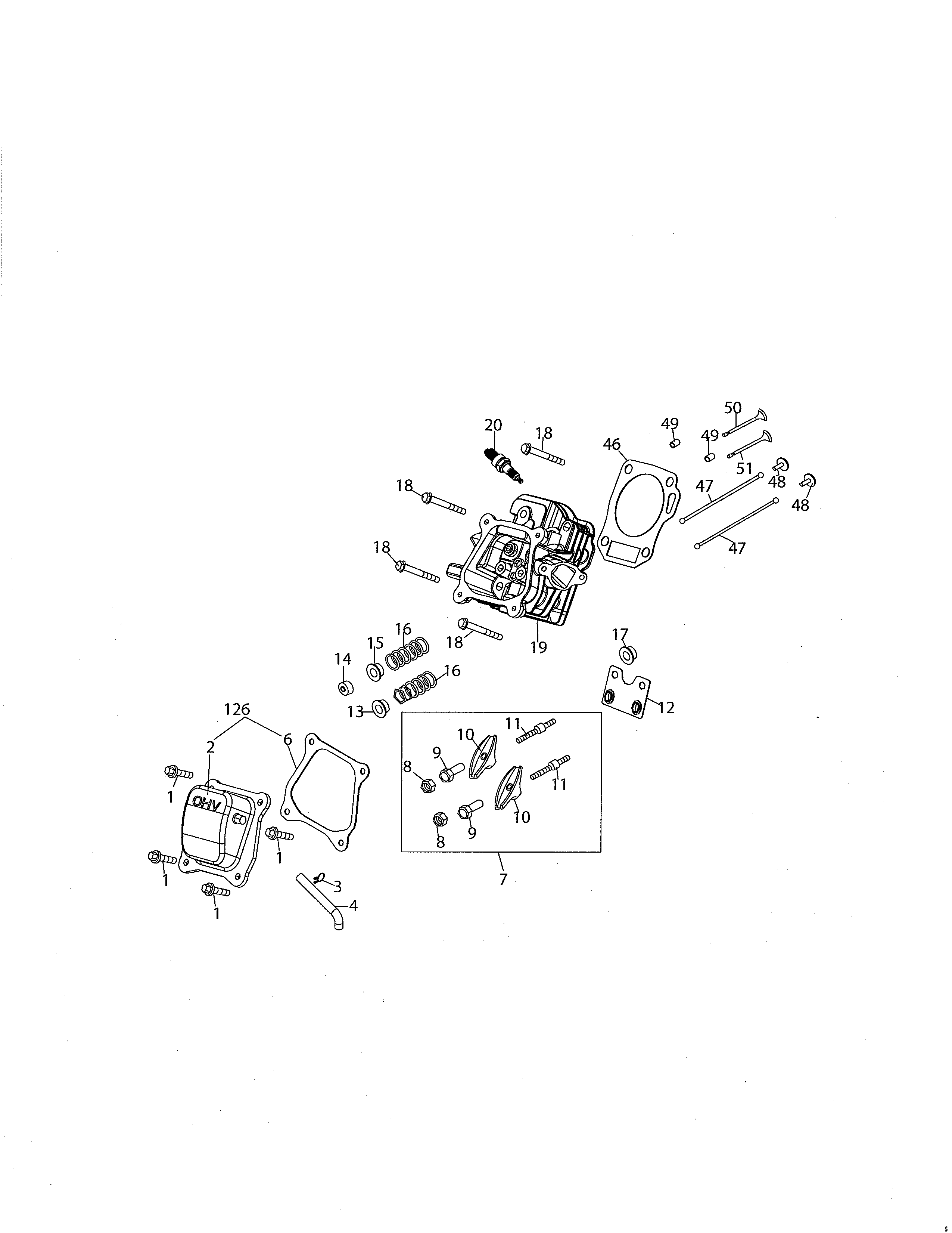 MTD 21A-34M8799 cylinder head/rocker arm diagram