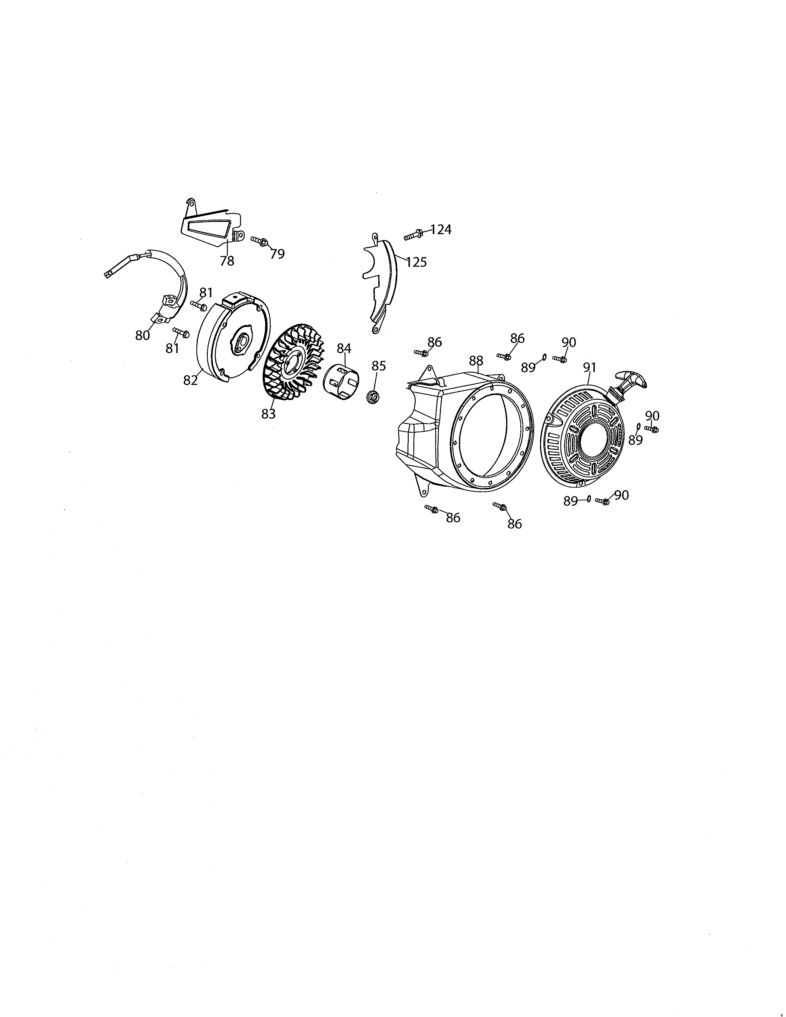 MTD 21A-34M8799 flywheel/blower housing diagram