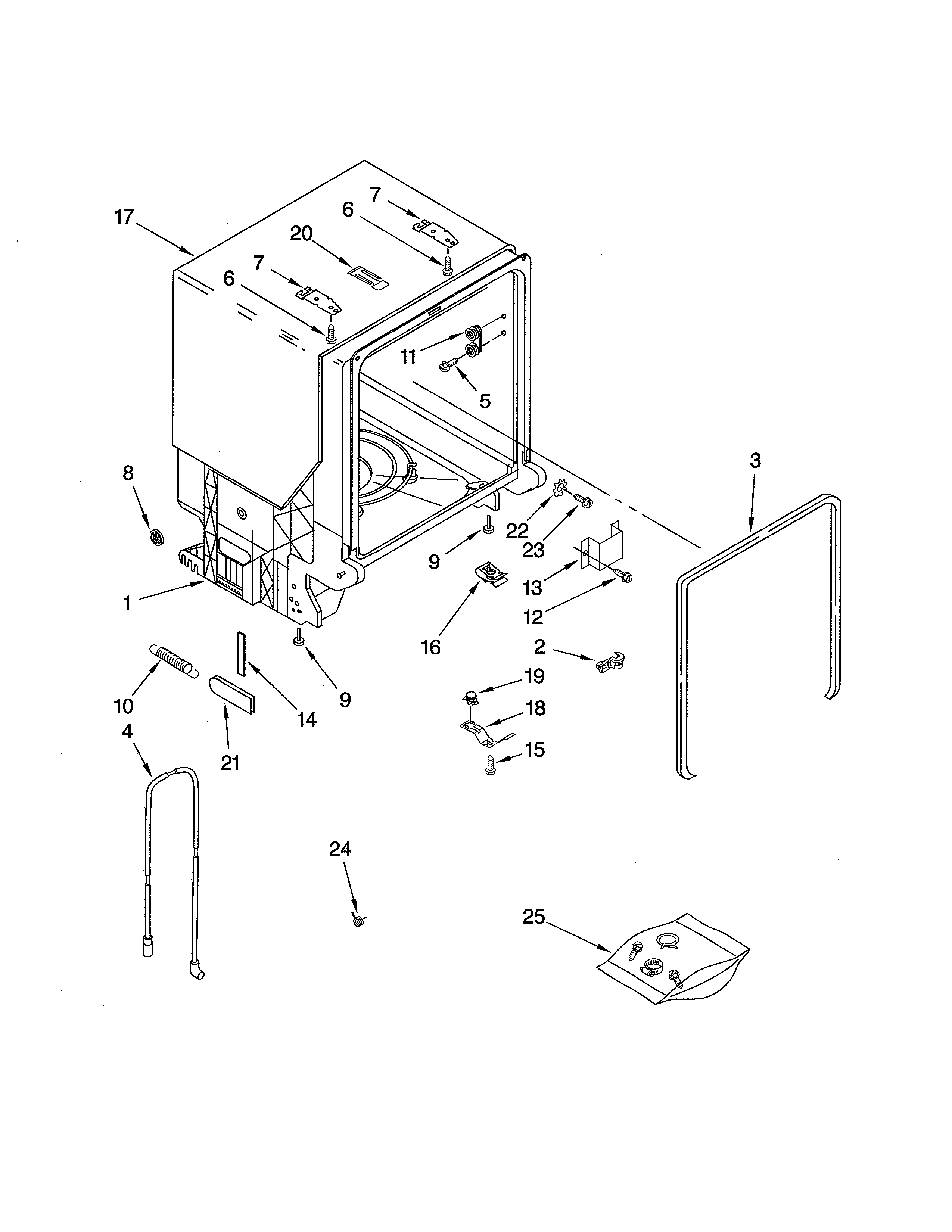 Ikea IUD8000RS7 tub & frame diagram