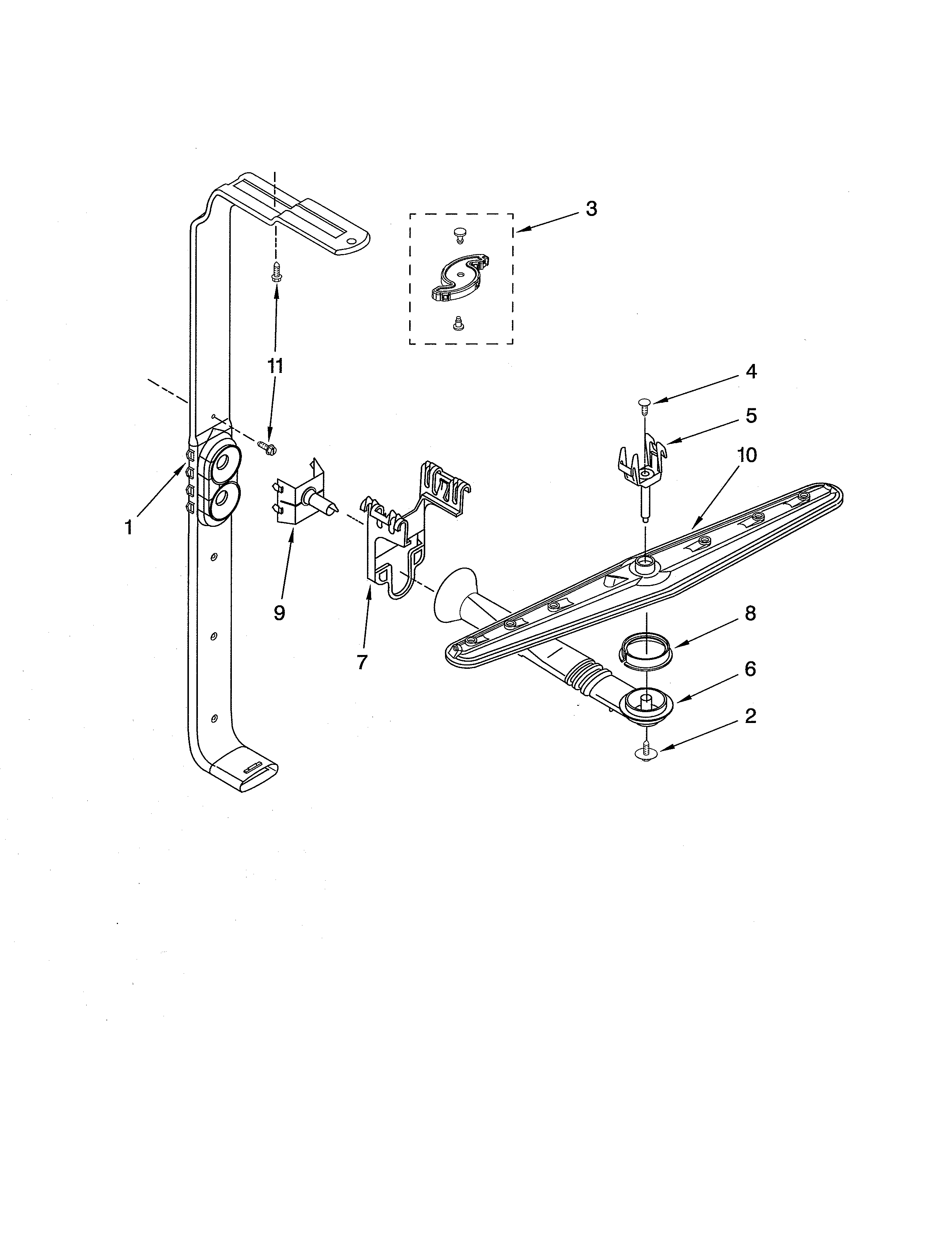 Ikea IUD8000RS7 upper wash & rinse diagram