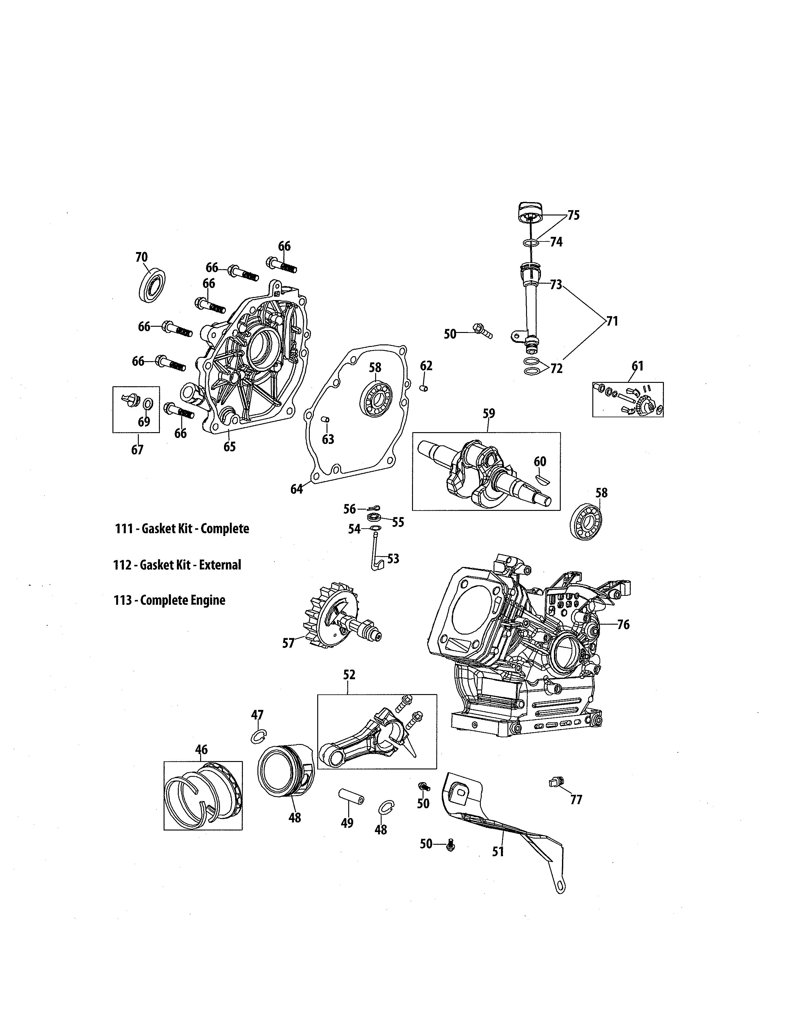 Craftsman 247887821 short block/crankshaft diagram