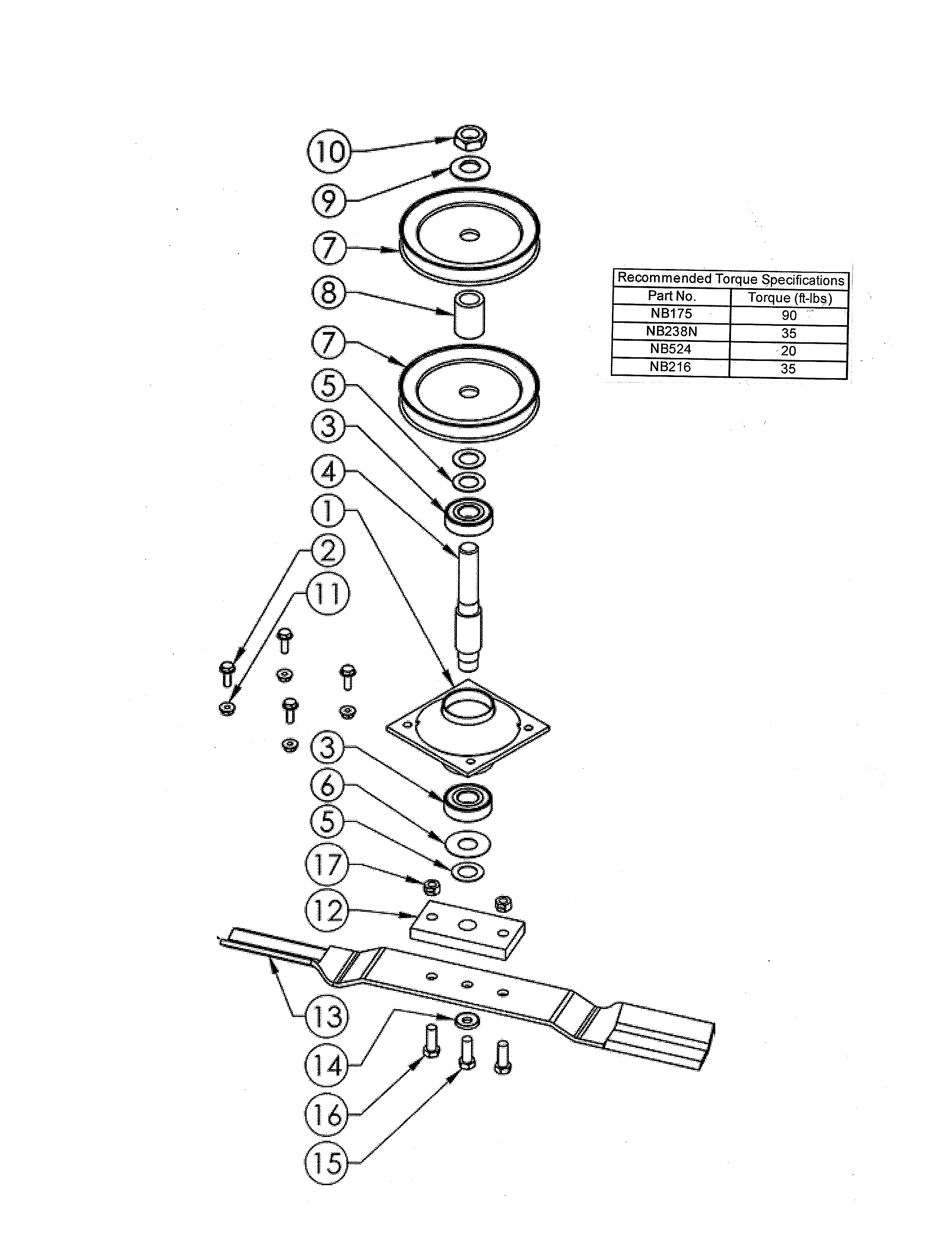 Swisher T14560A center blade driver diagram