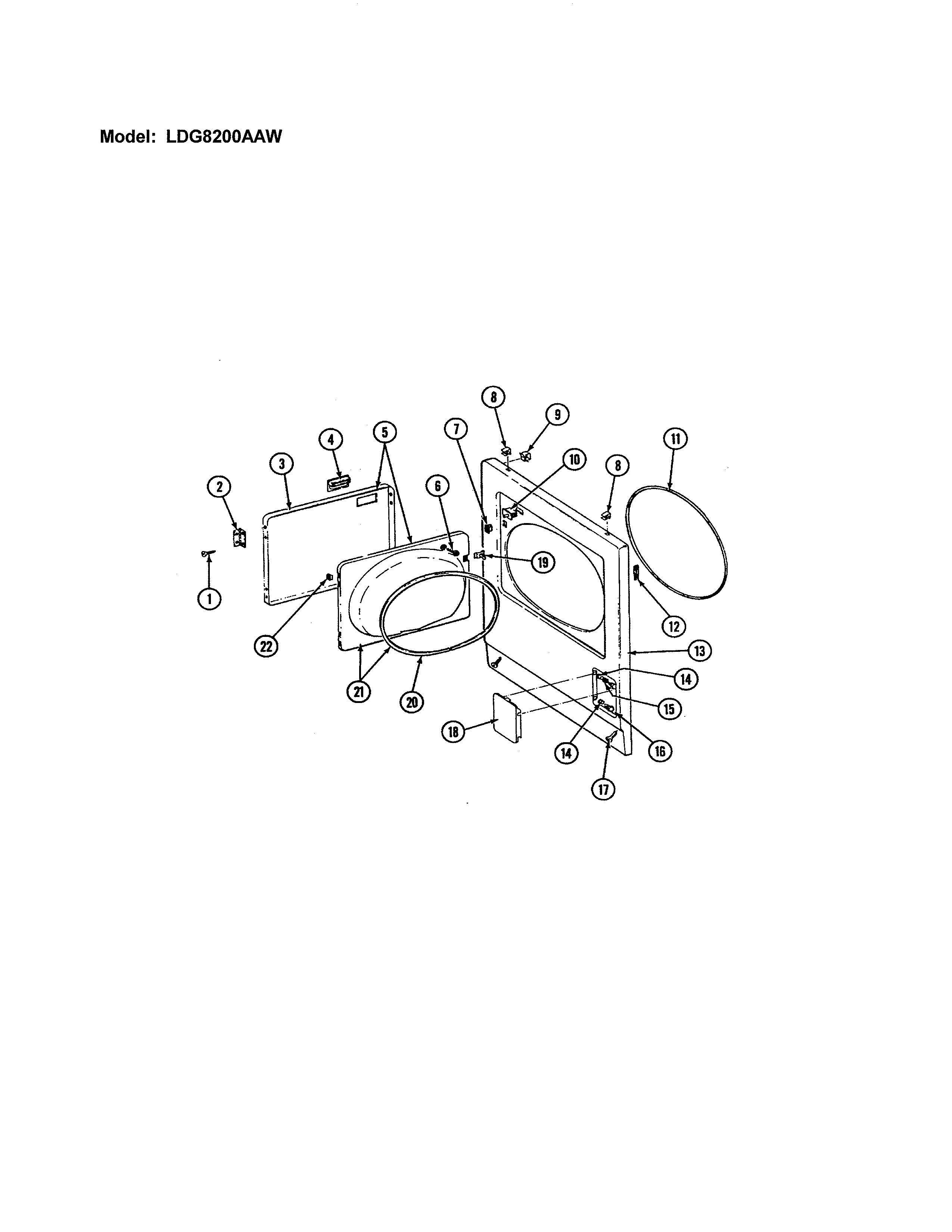 Maytag LDG8200ABW door (model: ldg8200aaw) diagram