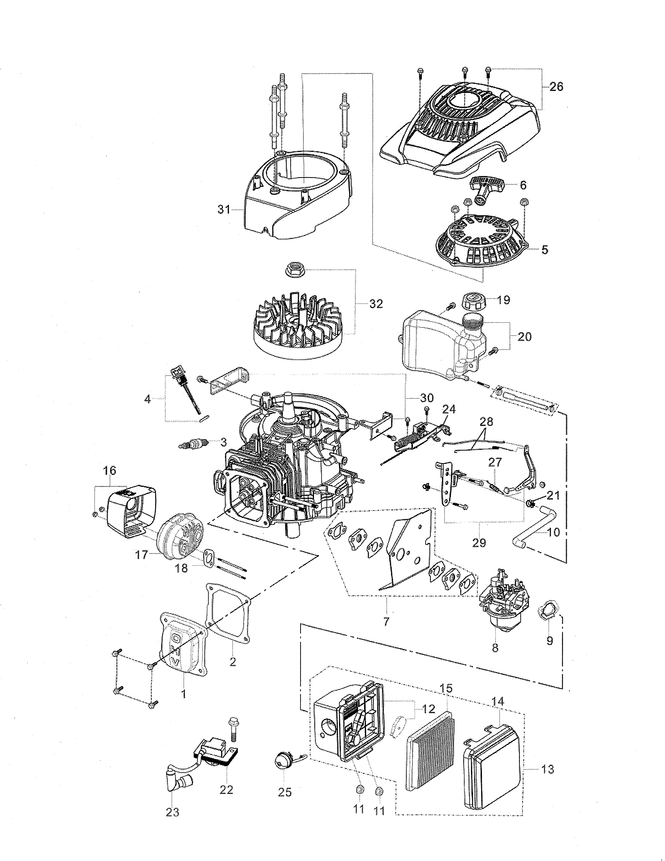 Weed Eater 96132007500 engine diagram