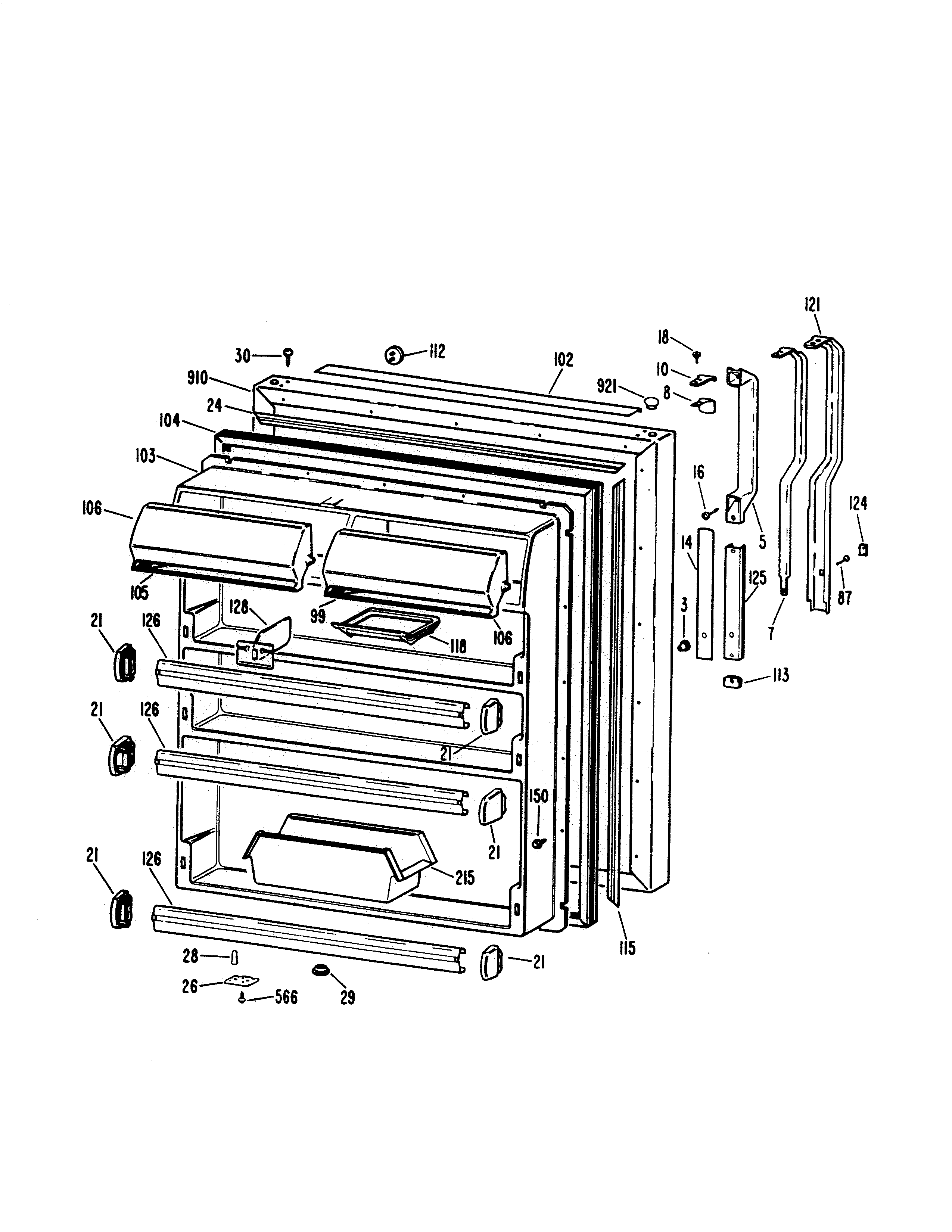 Kenmore 3639611581 fresh food door diagram