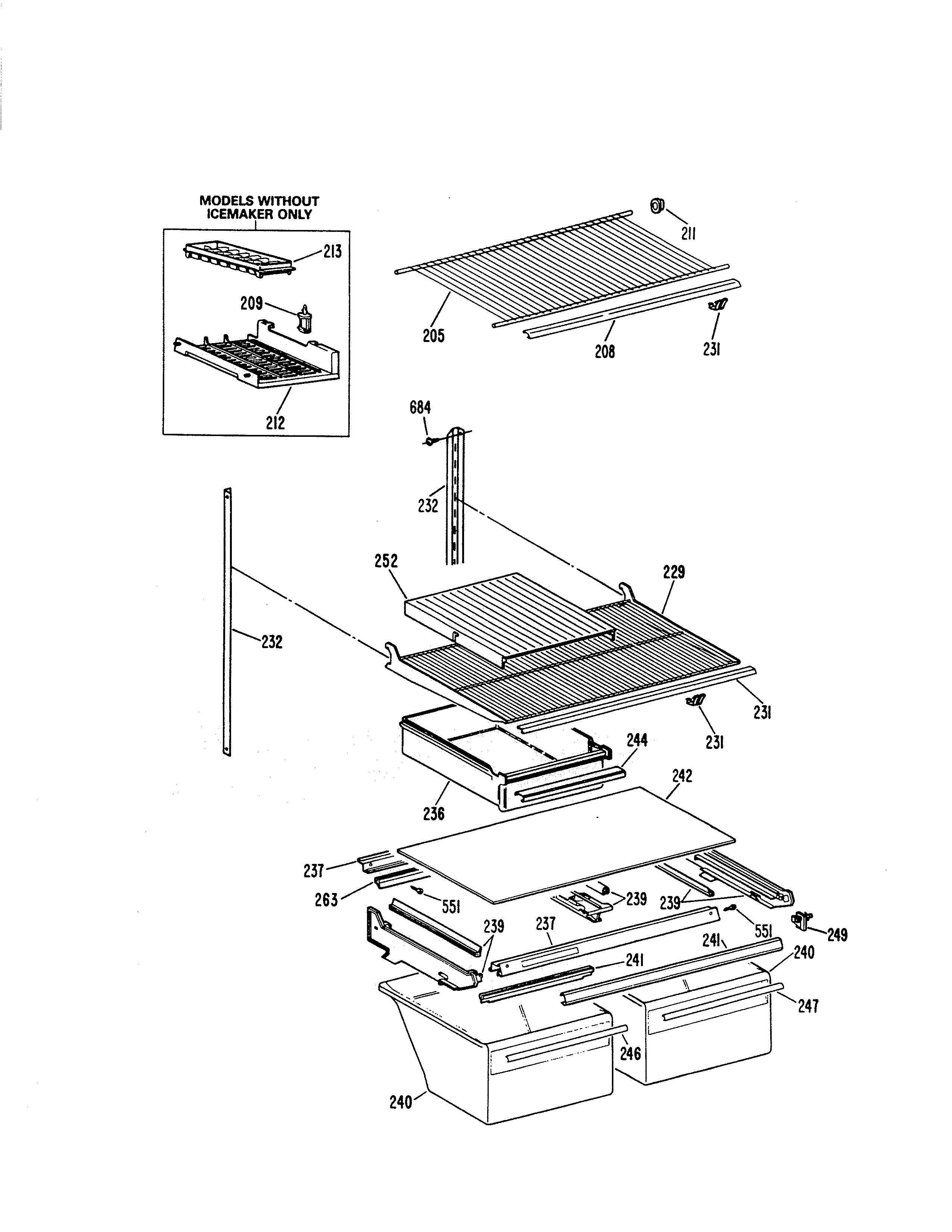 Kenmore 3639611581 shelf parts diagram