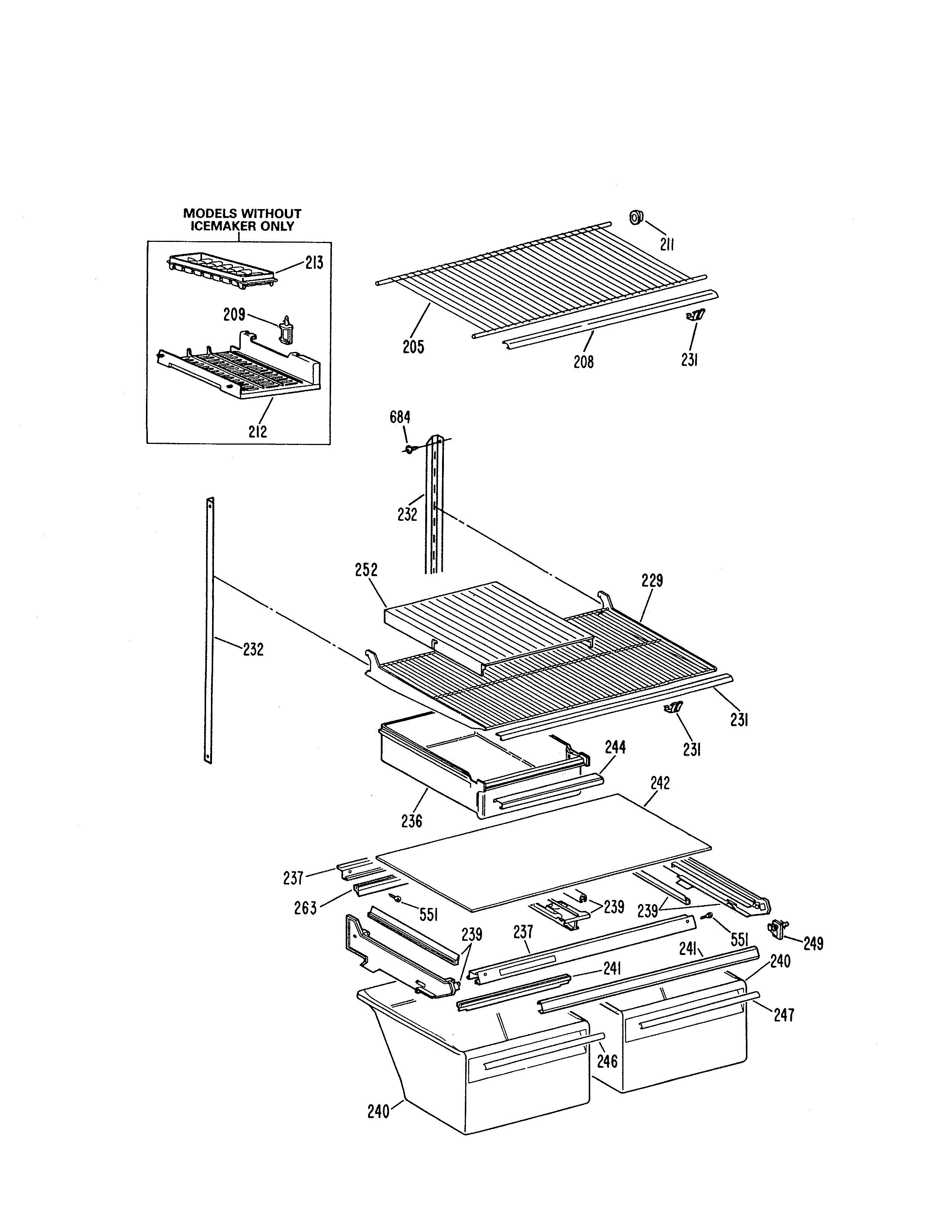 Kenmore 3639611583 shelf parts diagram