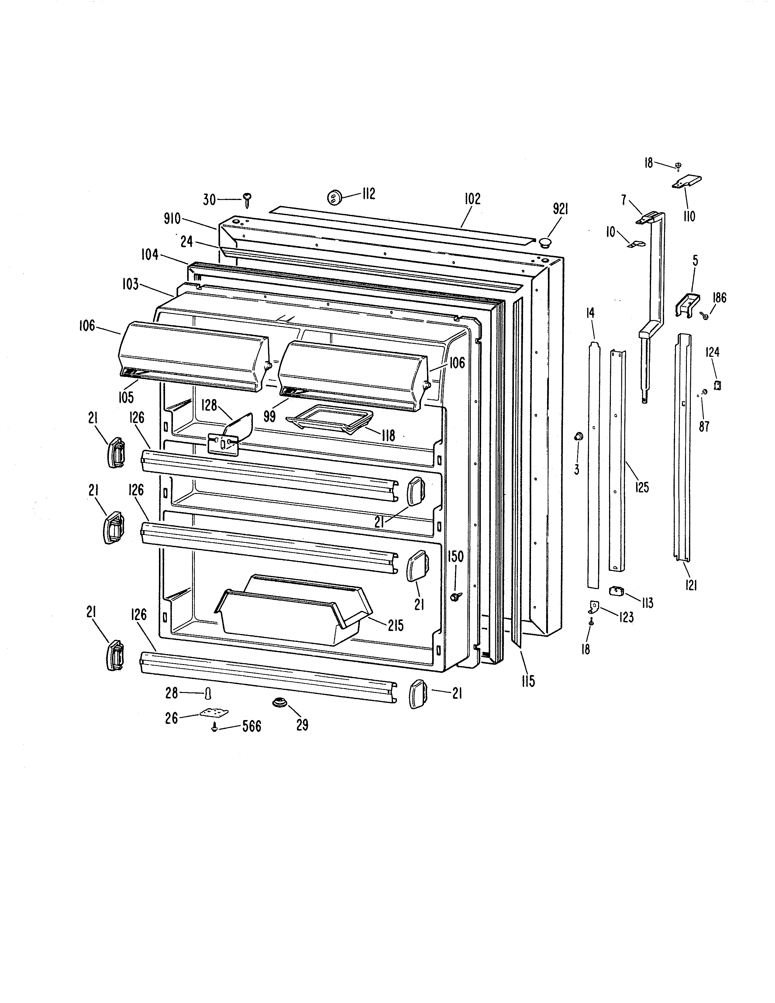 Kenmore 3639611711 fresh food door diagram