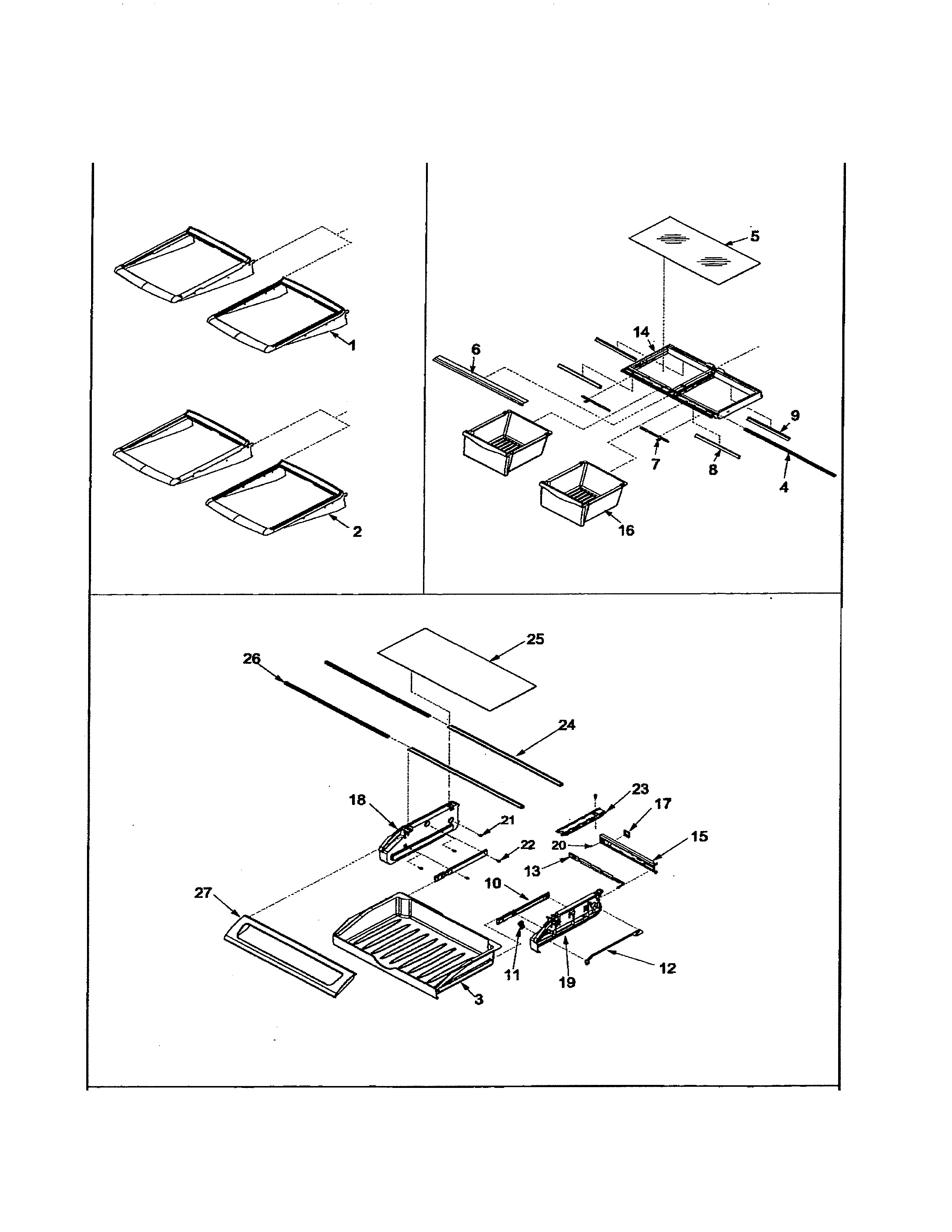 Kenmore 59673509203 refrigerator shelving diagram