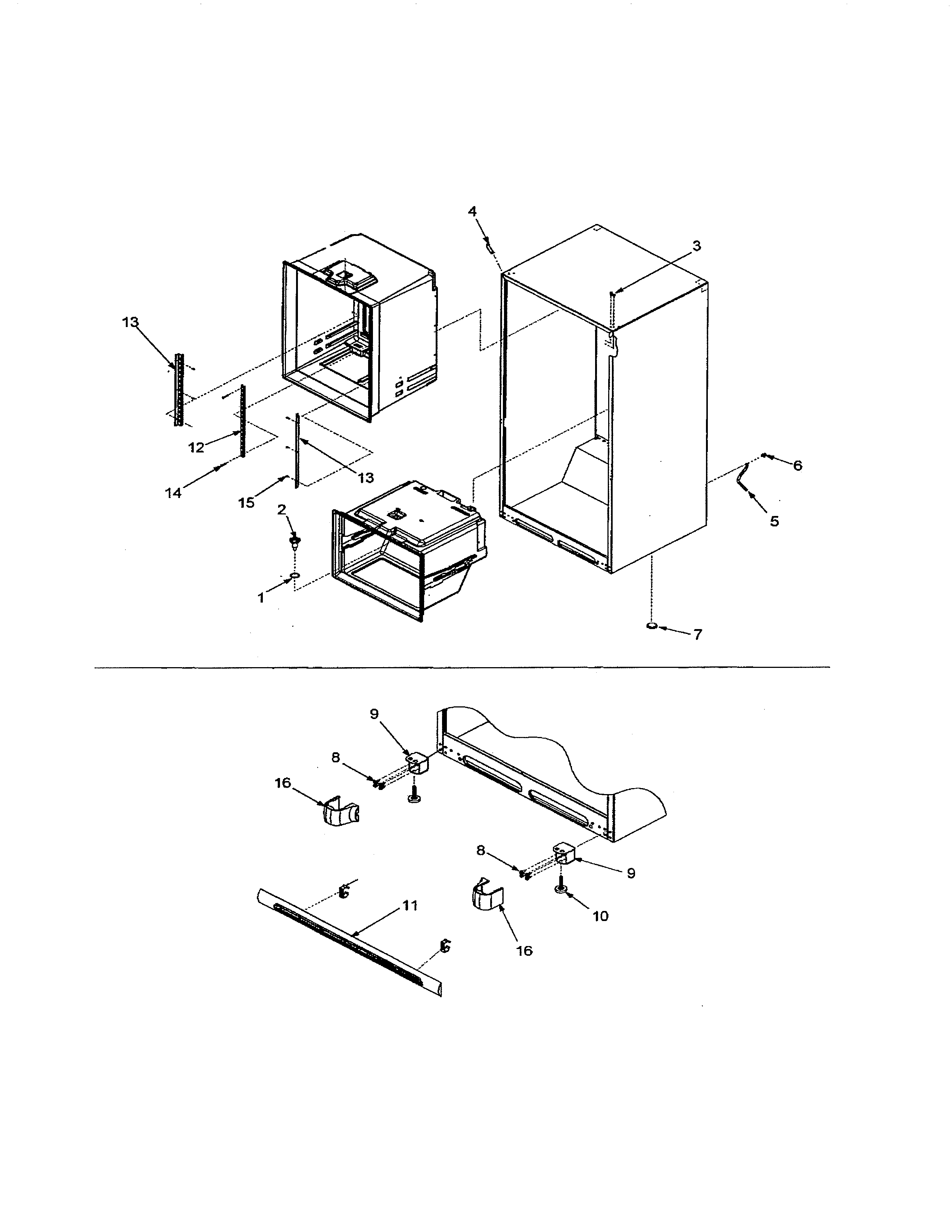 Kenmore 59673509203 interior cabinet diagram