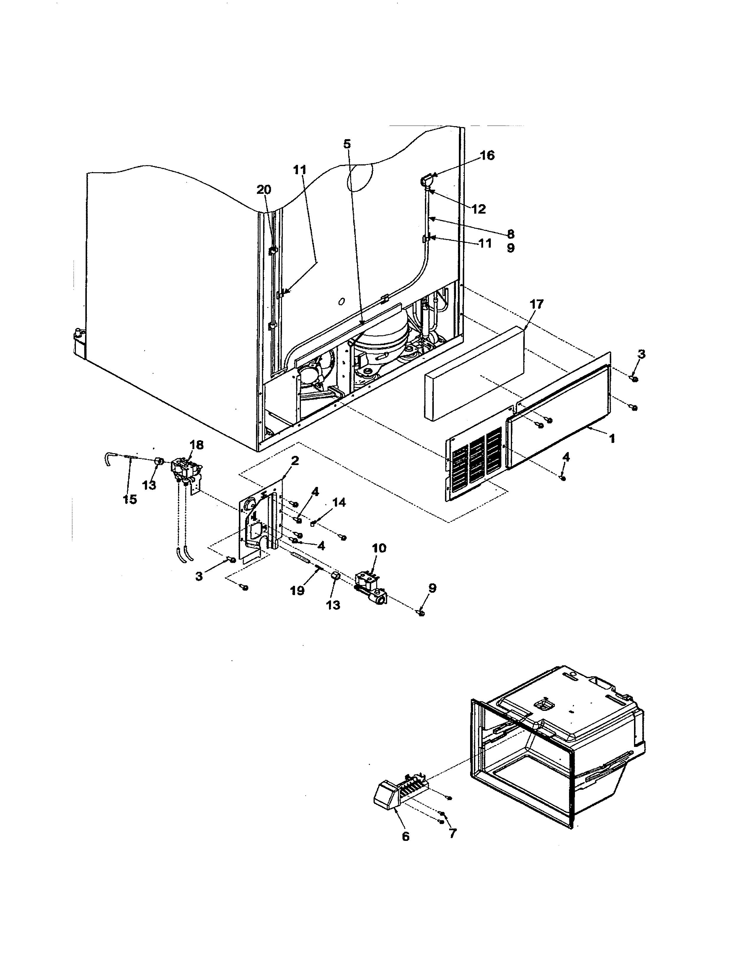 Kenmore 59673509203 cabinet back diagram