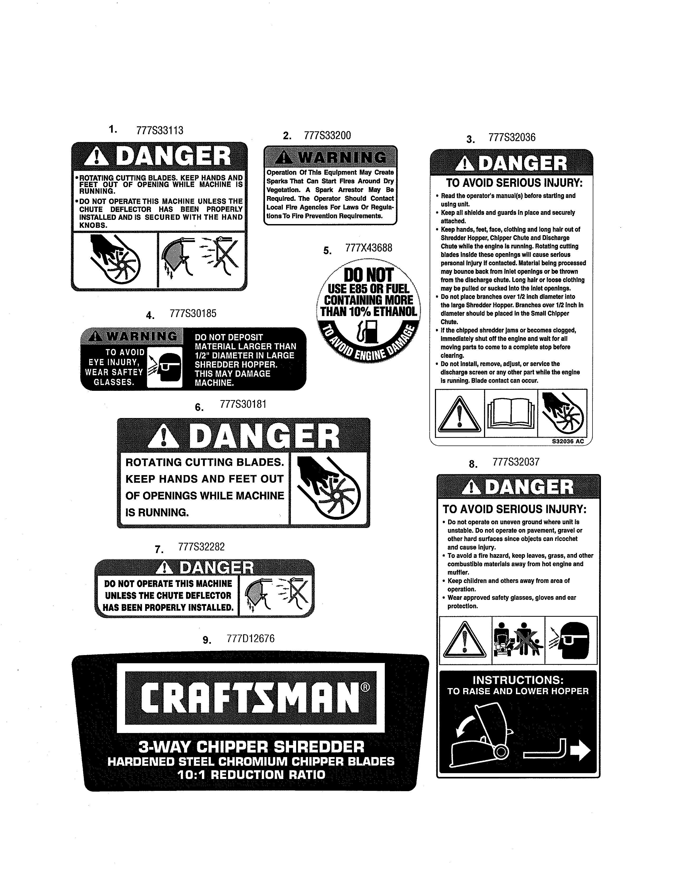 Craftsman 247776050 decals diagram