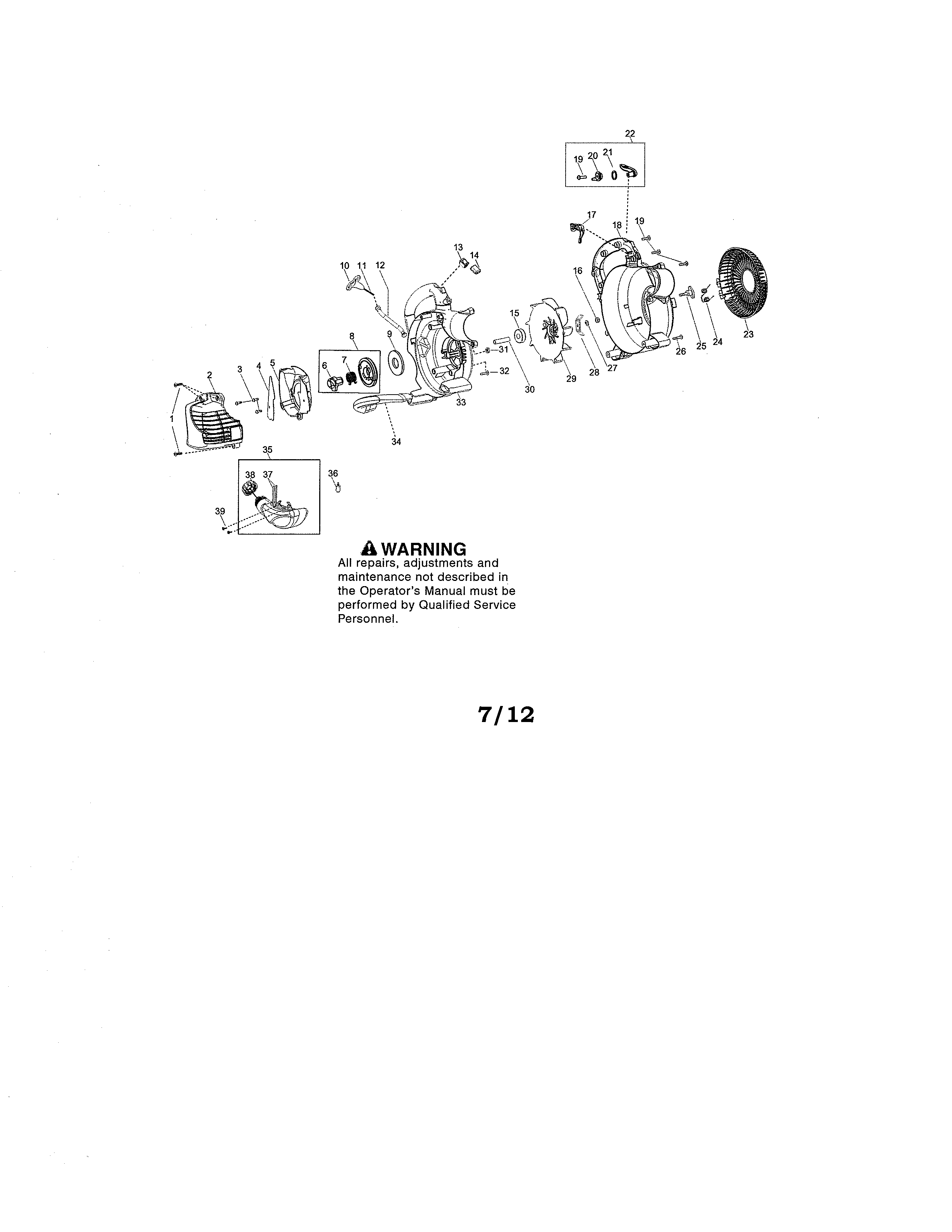 Craftsman 358794704 scroll/impeller/handle diagram