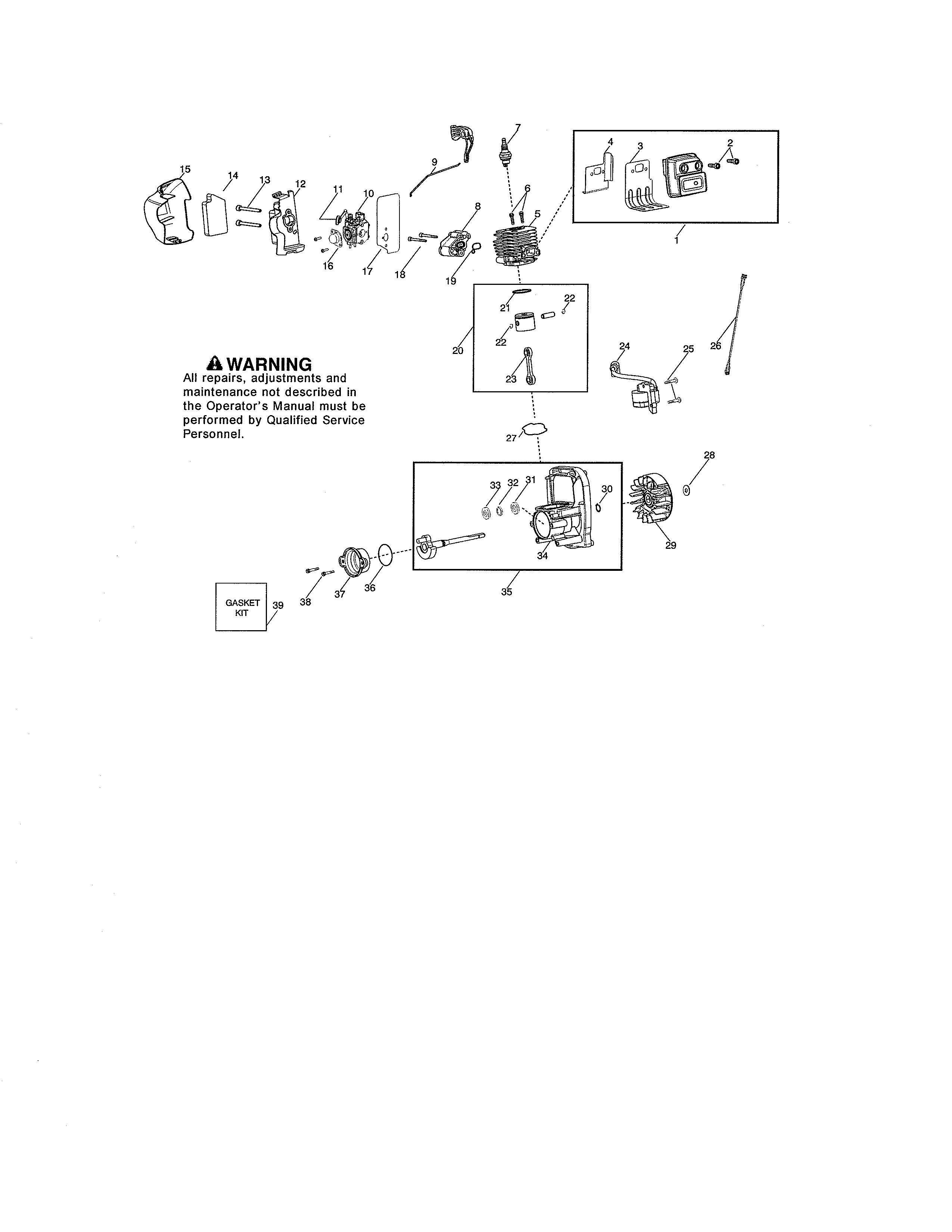 Craftsman 358794704 cylinder/muffler/crankcase diagram