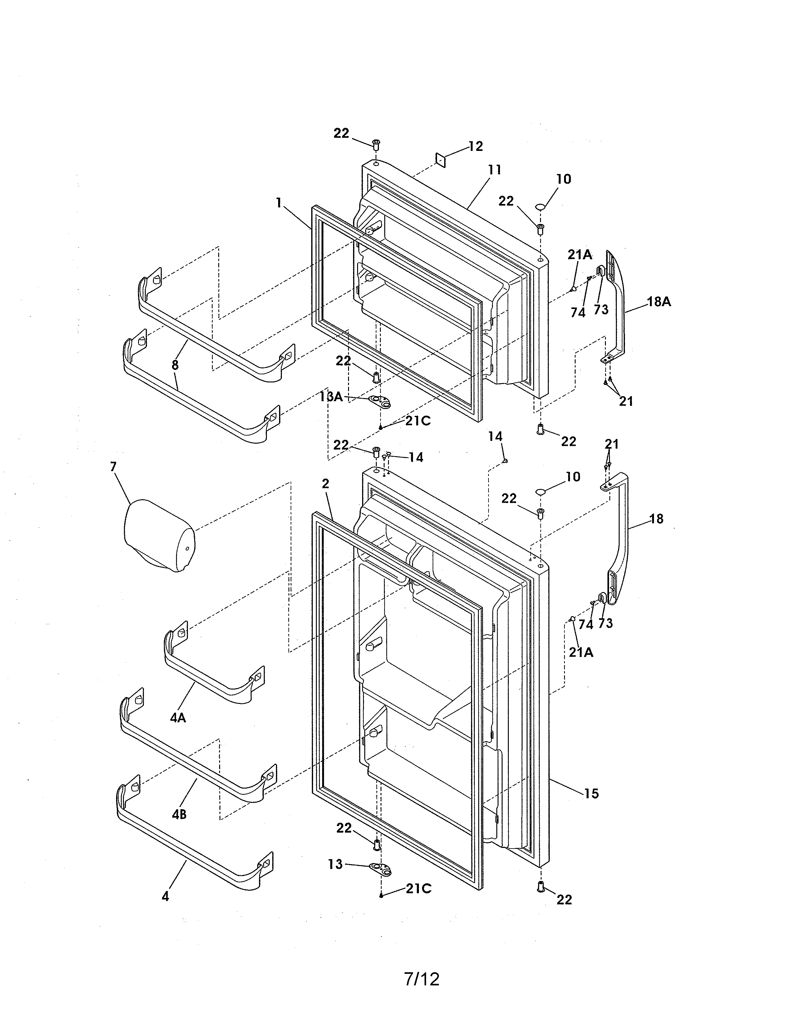 Kenmore 25361552016 door diagram