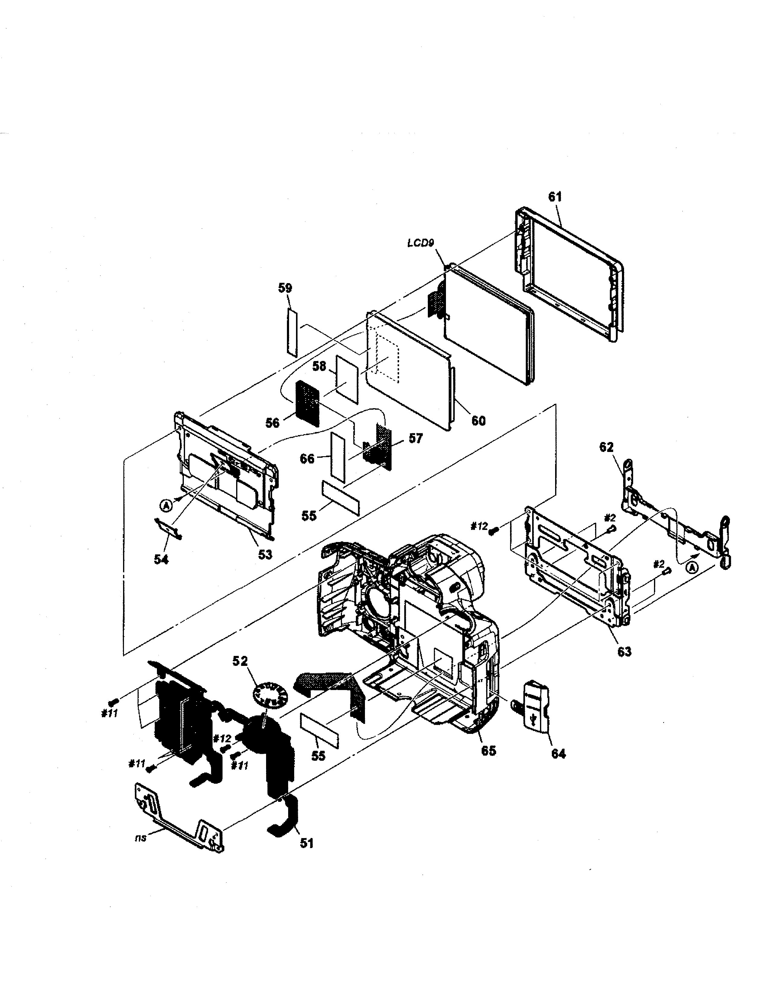 Sony SLT-A37M rear cover/lcd section diagram