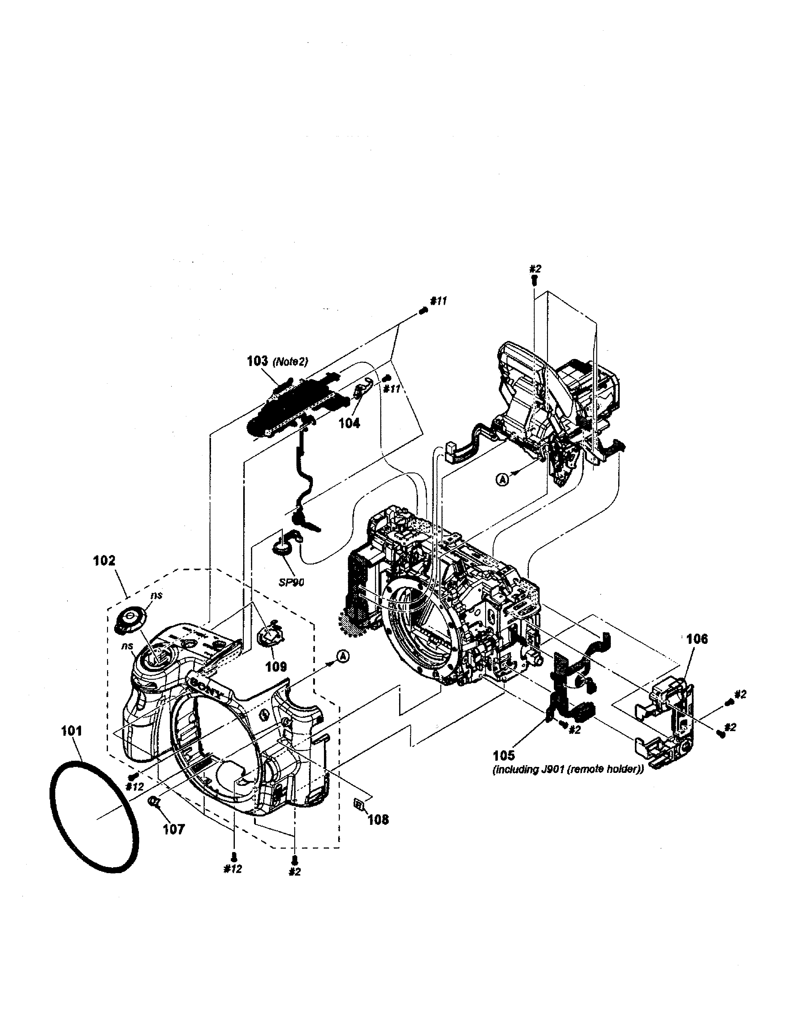 Sony SLT-A37M front cover section diagram