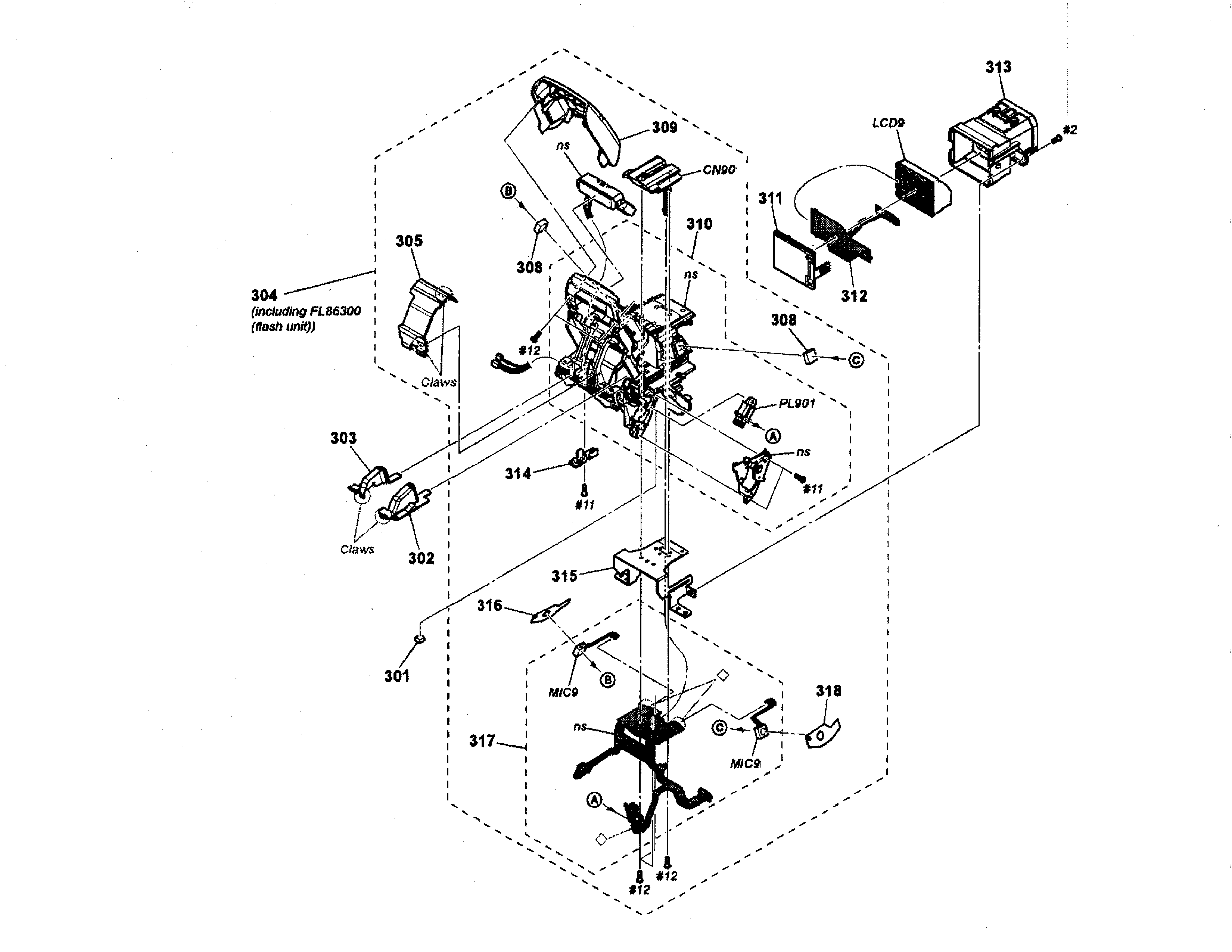 Sony SLT-A37M strobe base section diagram