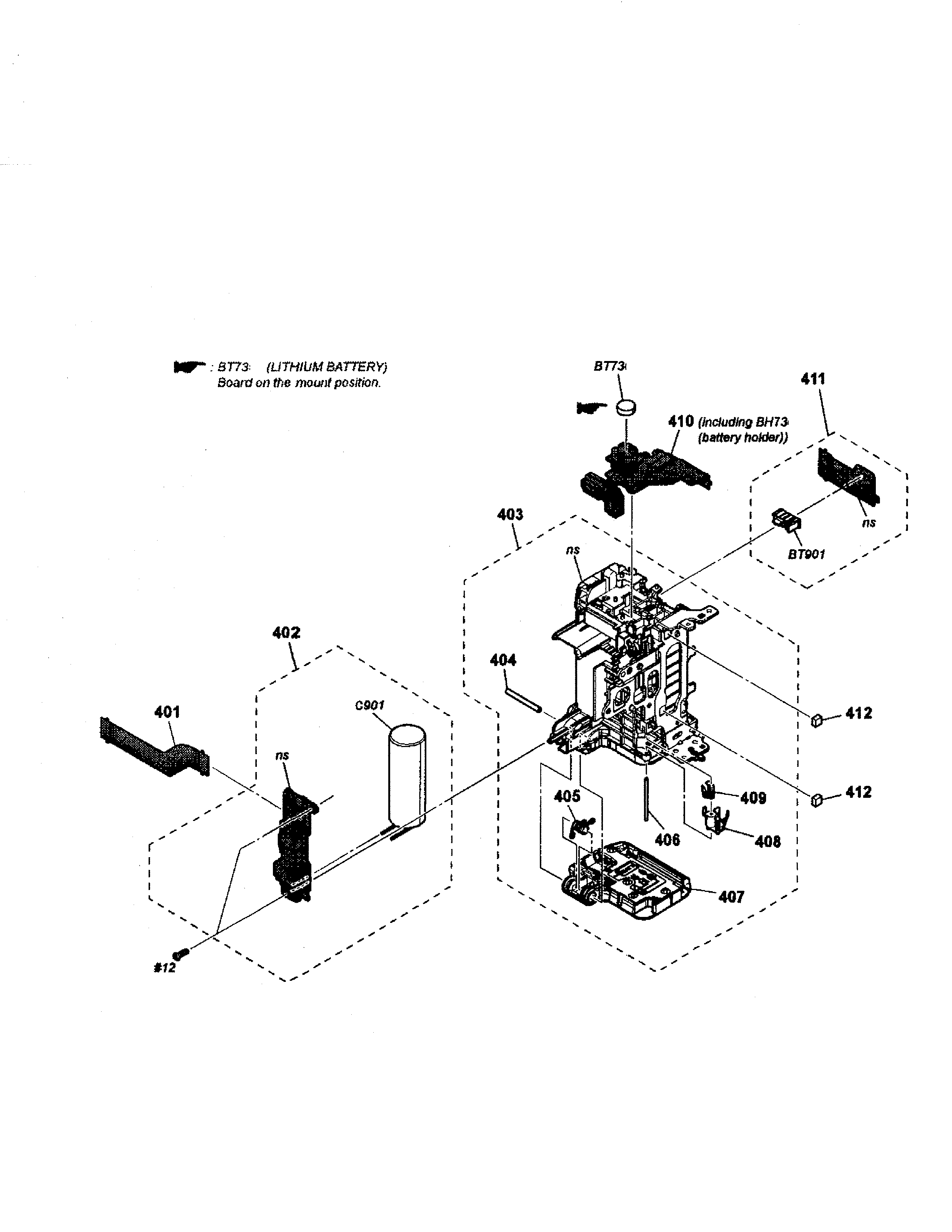 Sony SLT-A37M battery holder section diagram