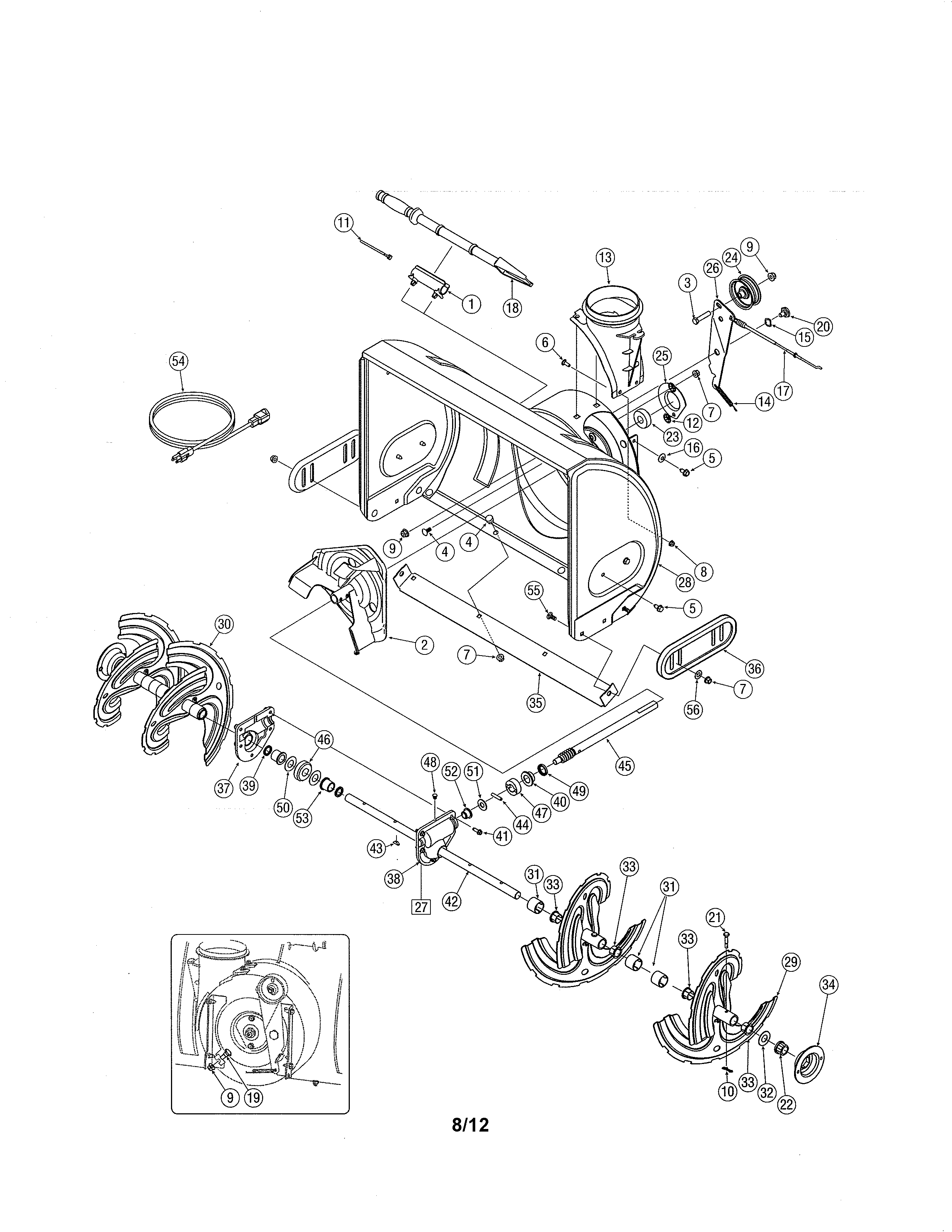 Craftsman 247886913 auger & housing diagram