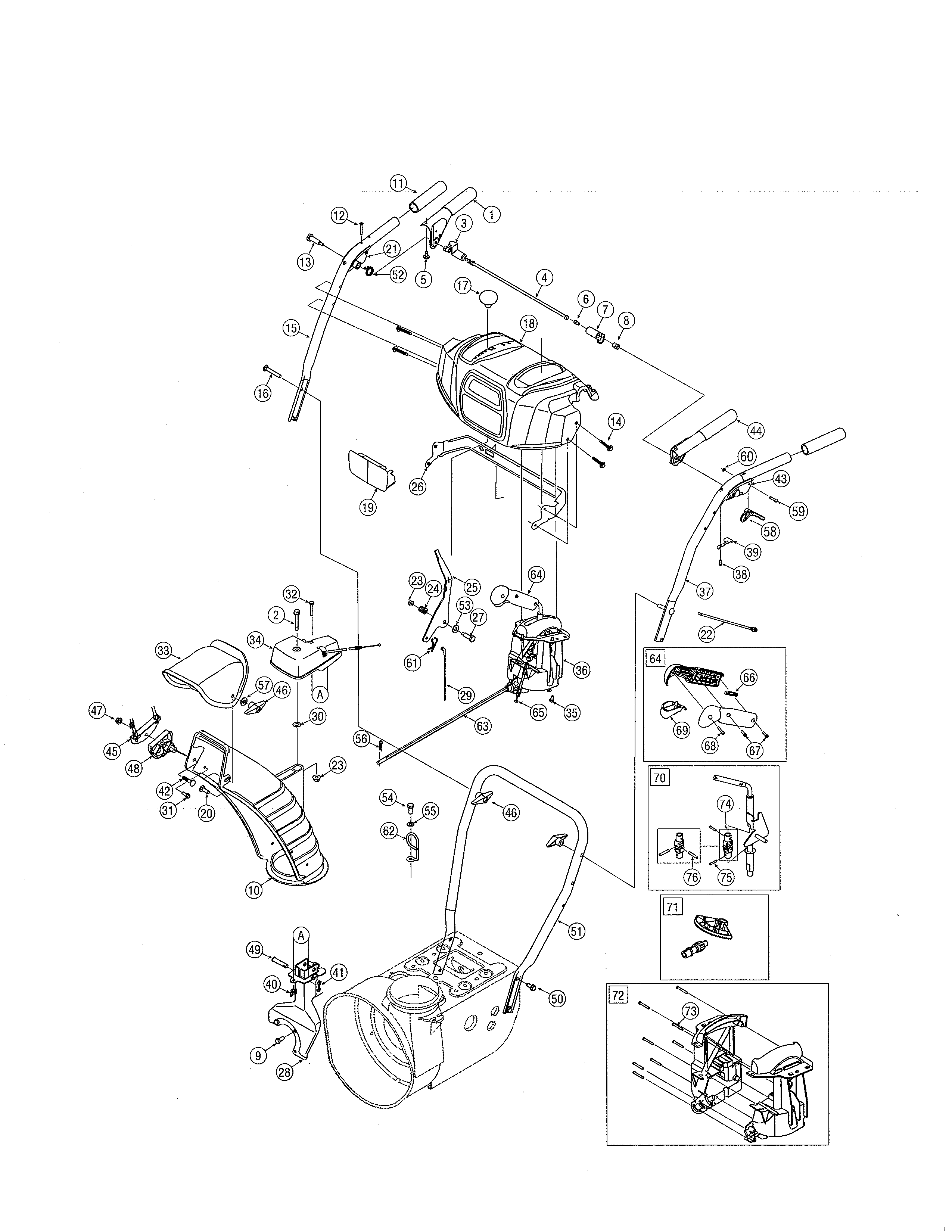 Craftsman 247886913 handle panel/handles/chute diagram