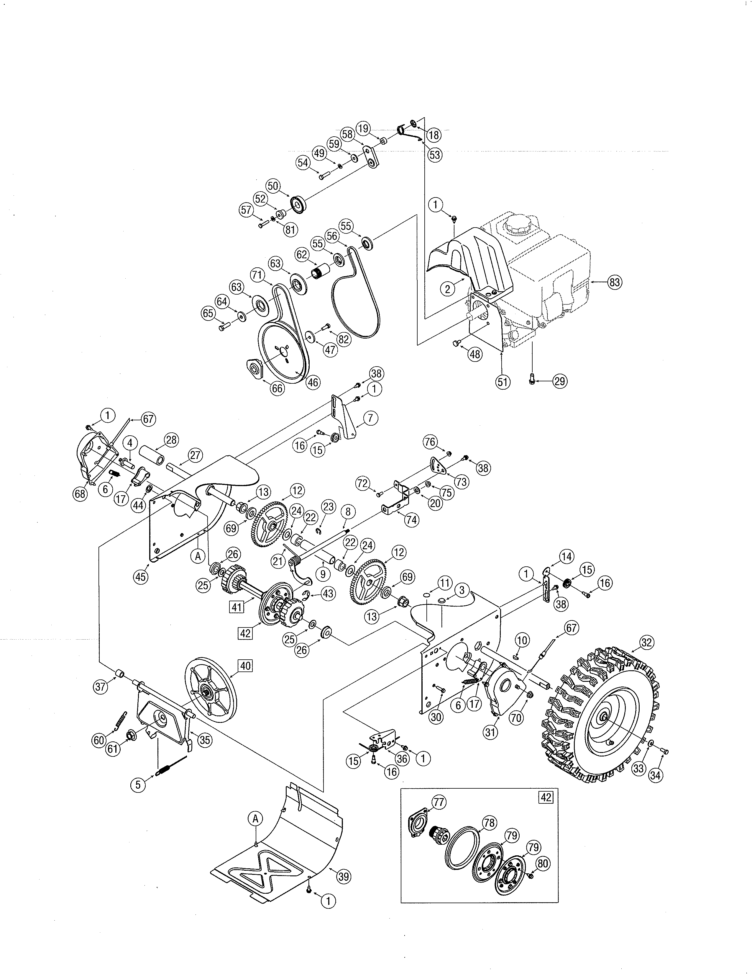 Craftsman 247886913 gears/wheel/engine diagram