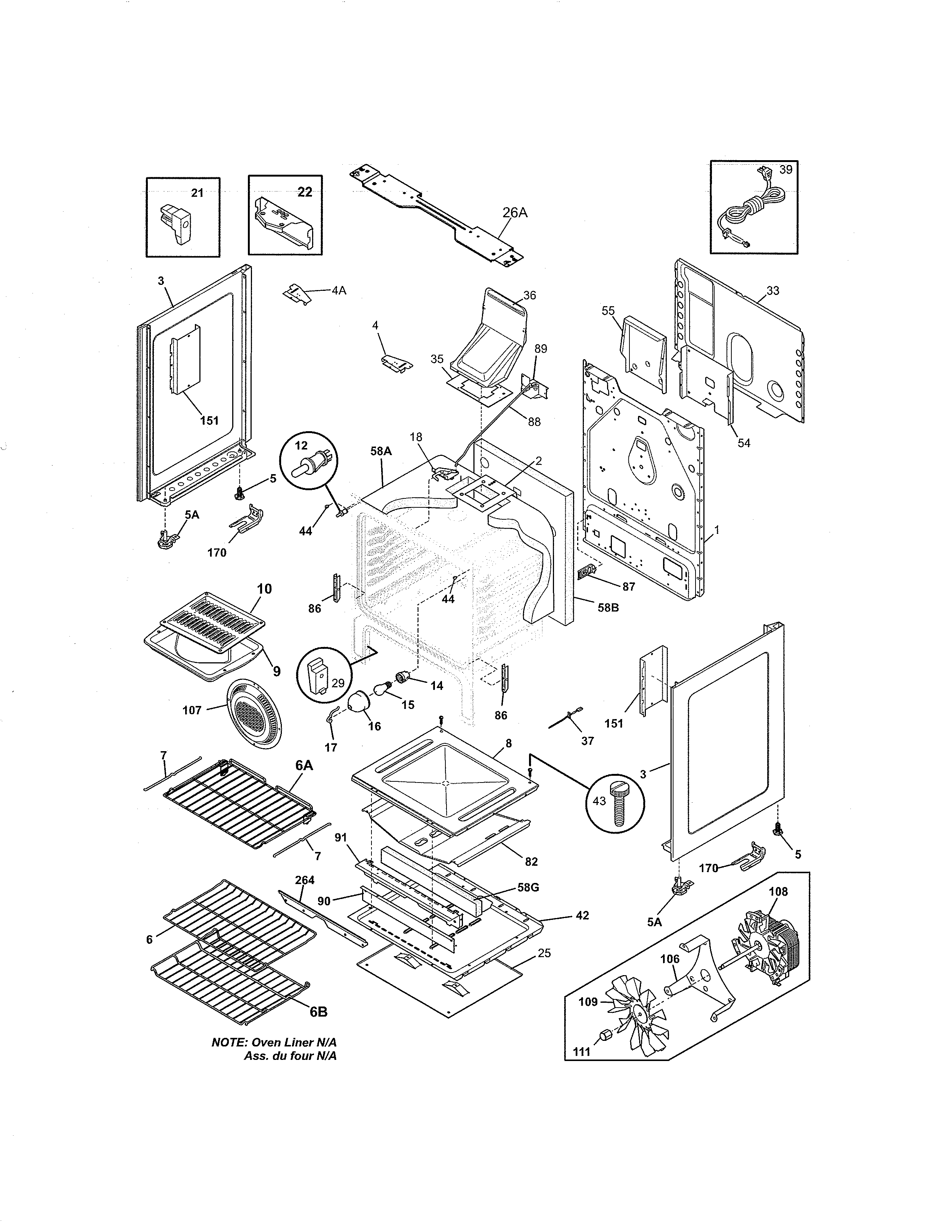 Frigidaire BGGF3042KFP body diagram