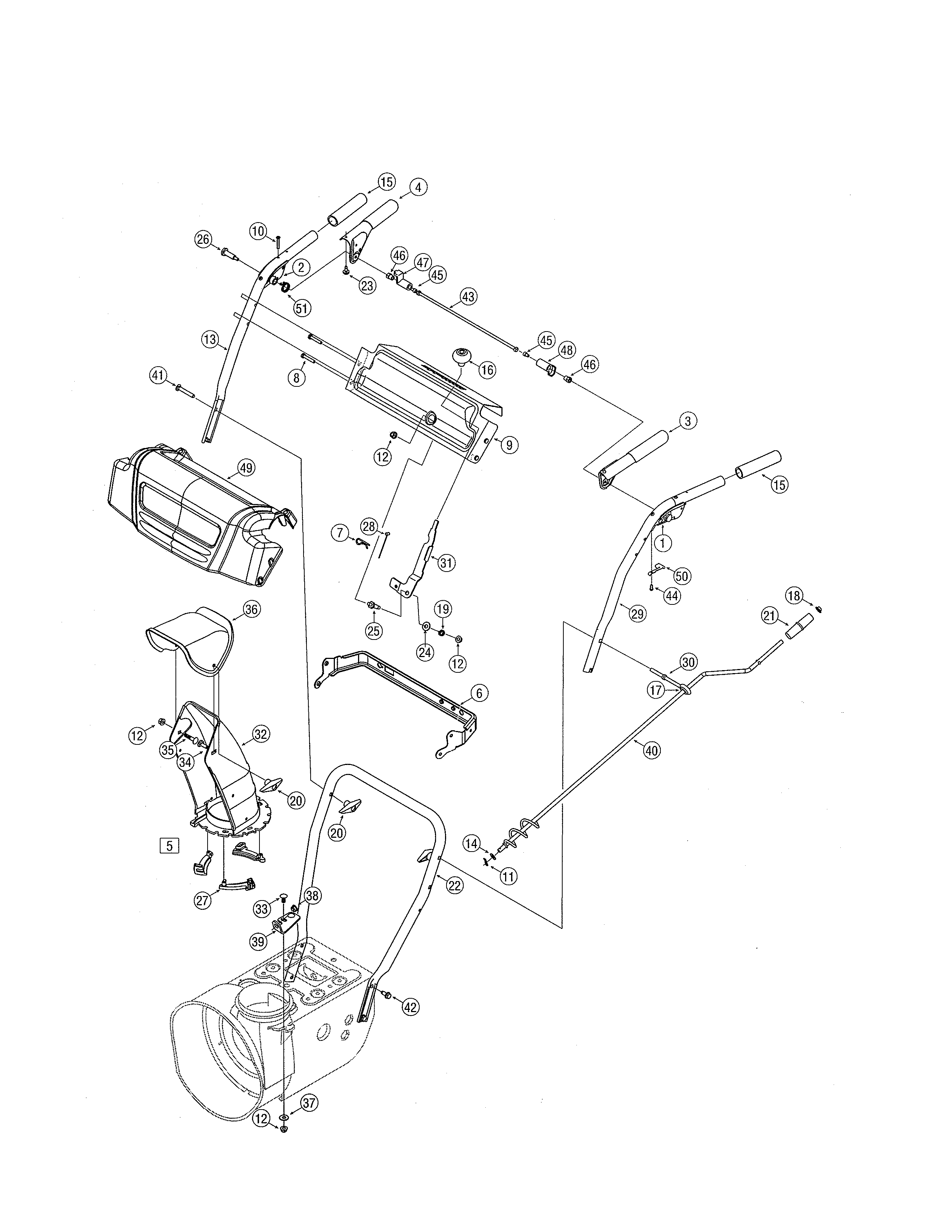 MTD 31AS63EE793 handle panel/handles diagram