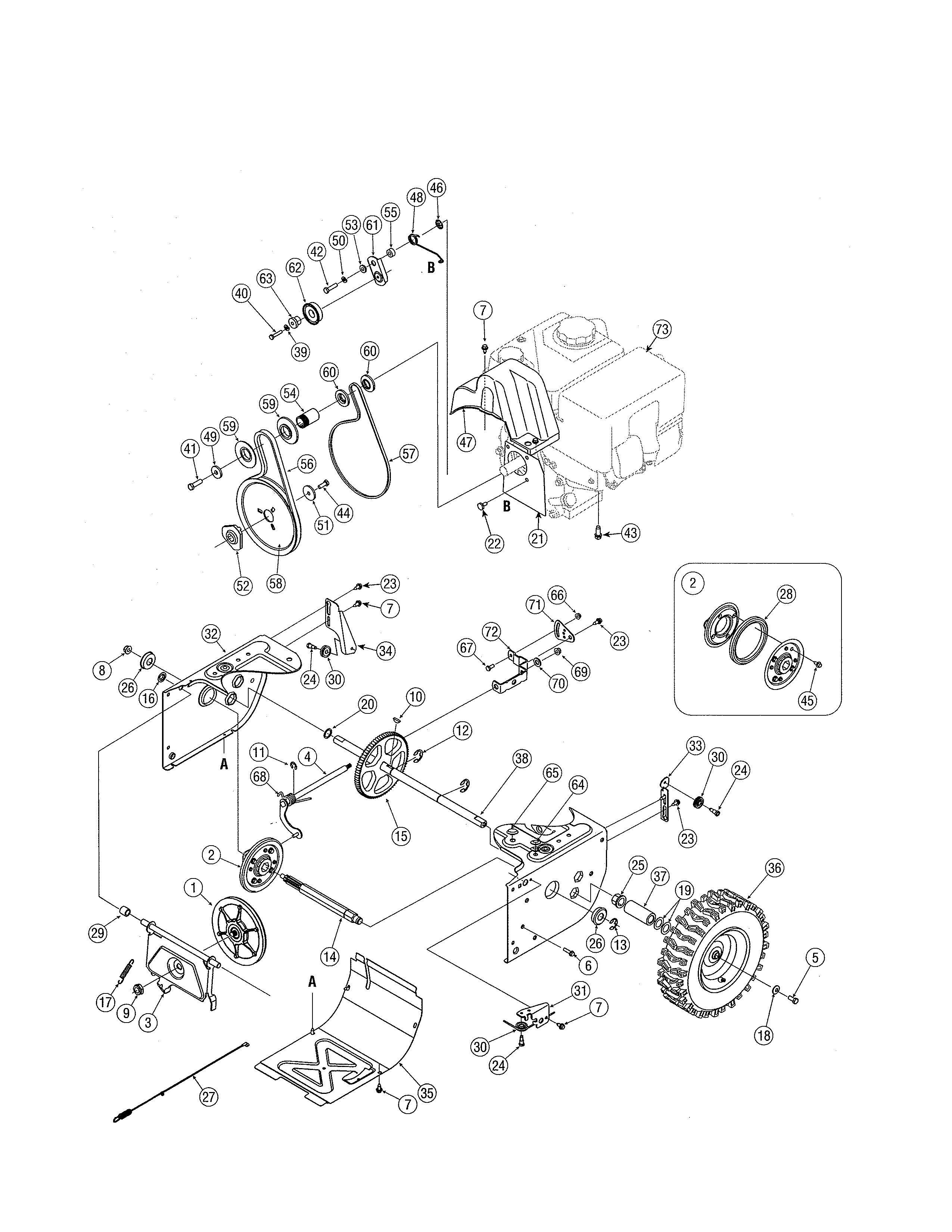 MTD 31AS63EE793 engine/wheel/gear diagram