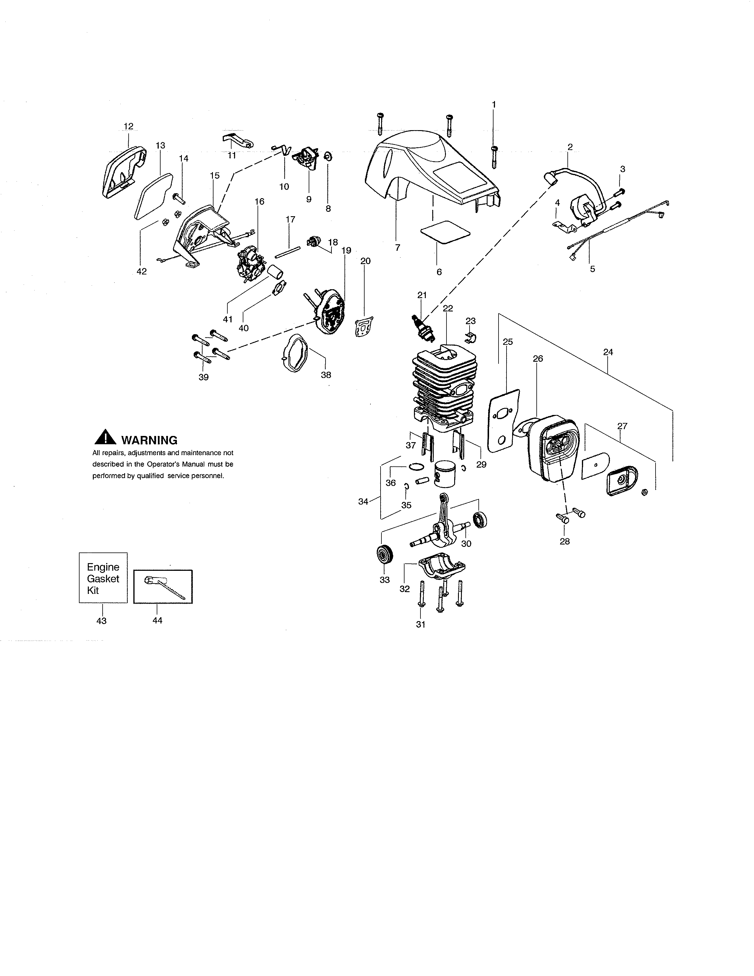 Poulan PPR4218A shield/cylinder/crankshaft diagram