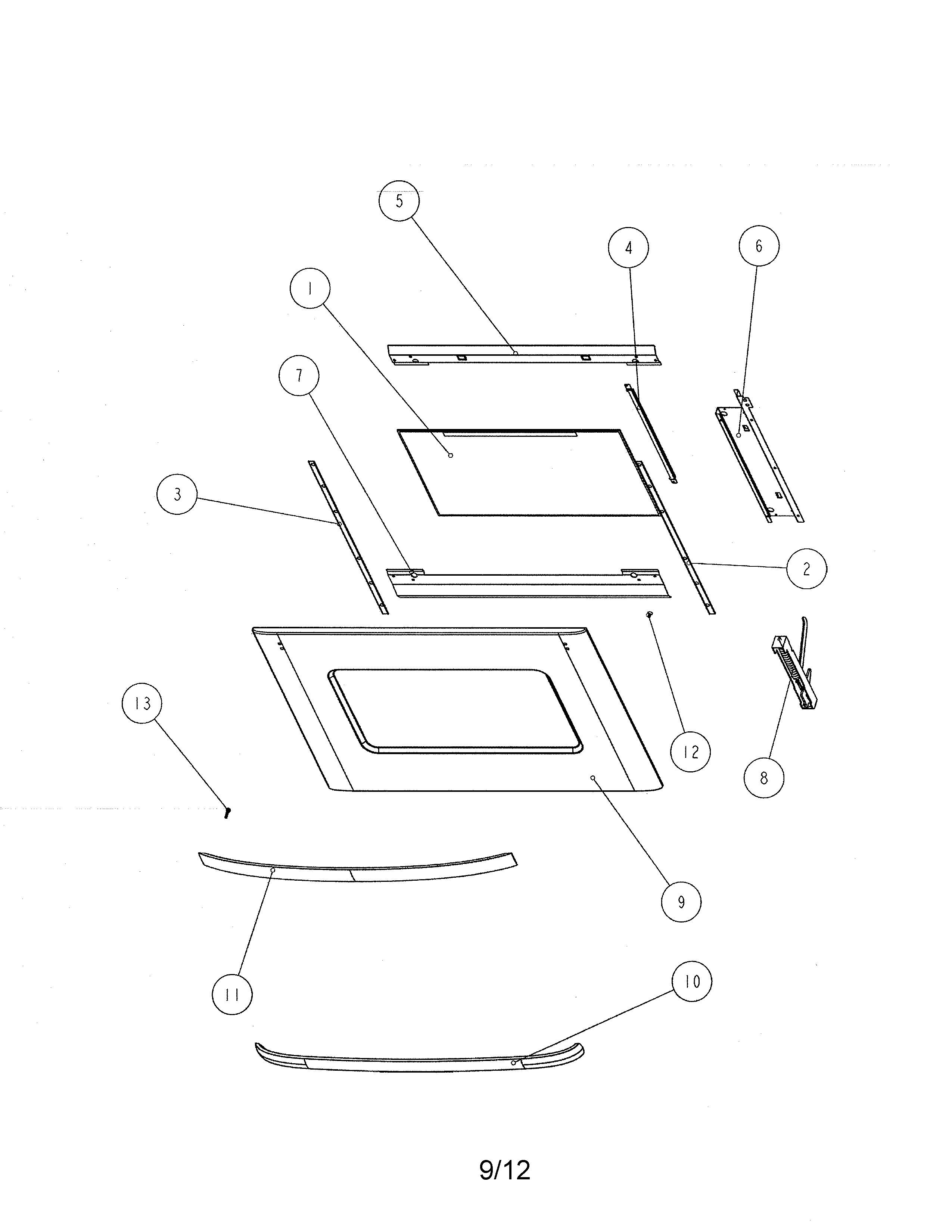 Fisher & Paykel OS302A door outer assembly diagram
