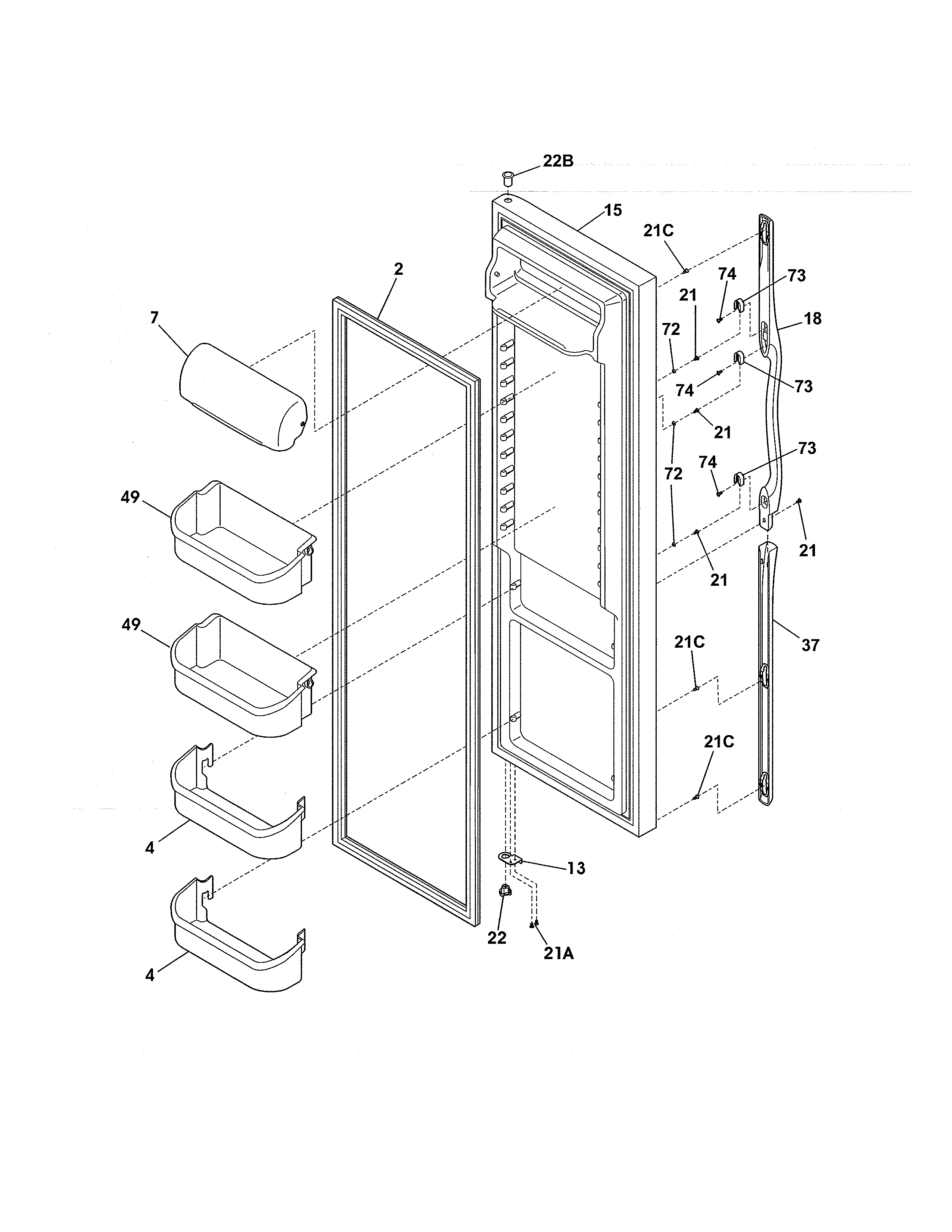 Frigidaire FRS3R5EMBC refrigerator door diagram