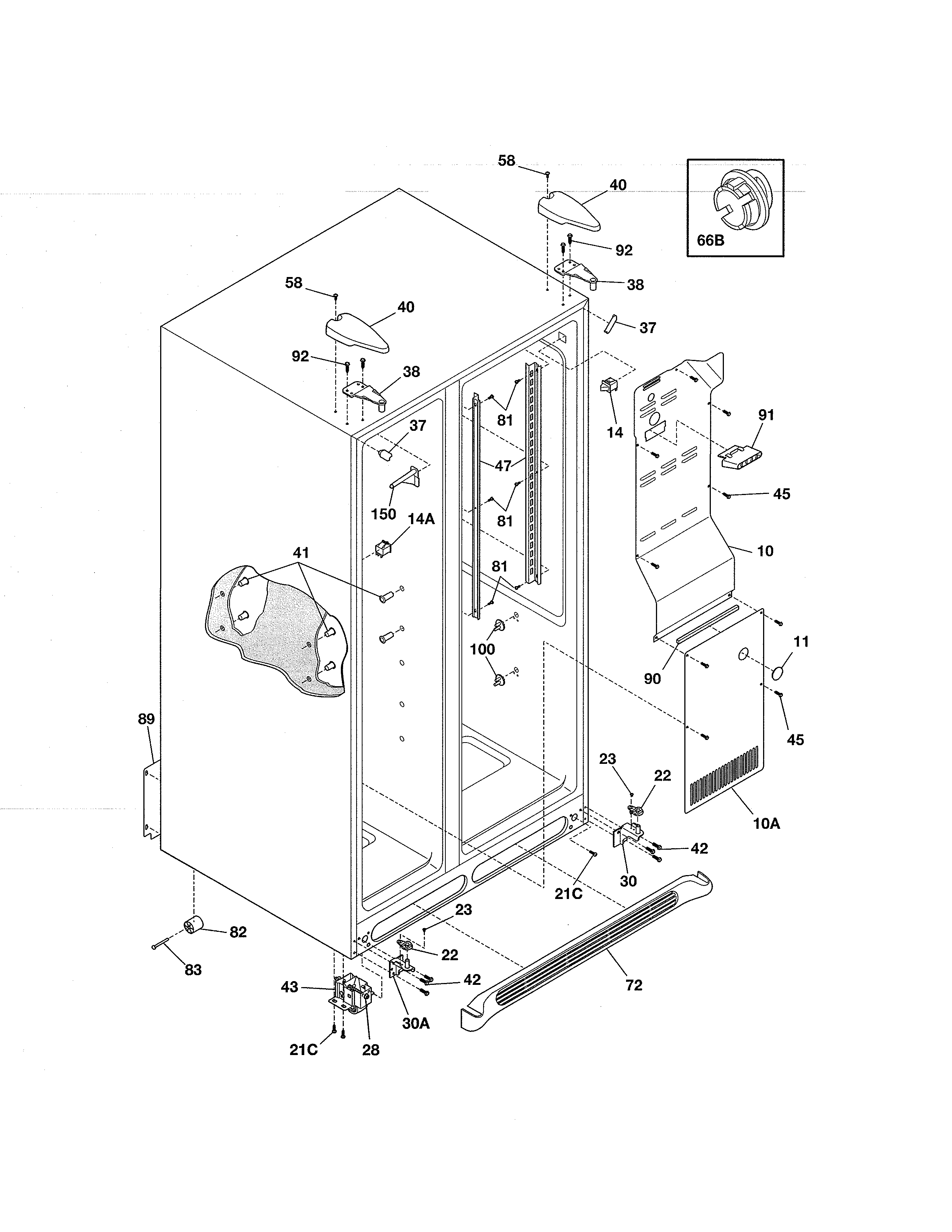 Frigidaire FRS3R5EMBC cabinet diagram