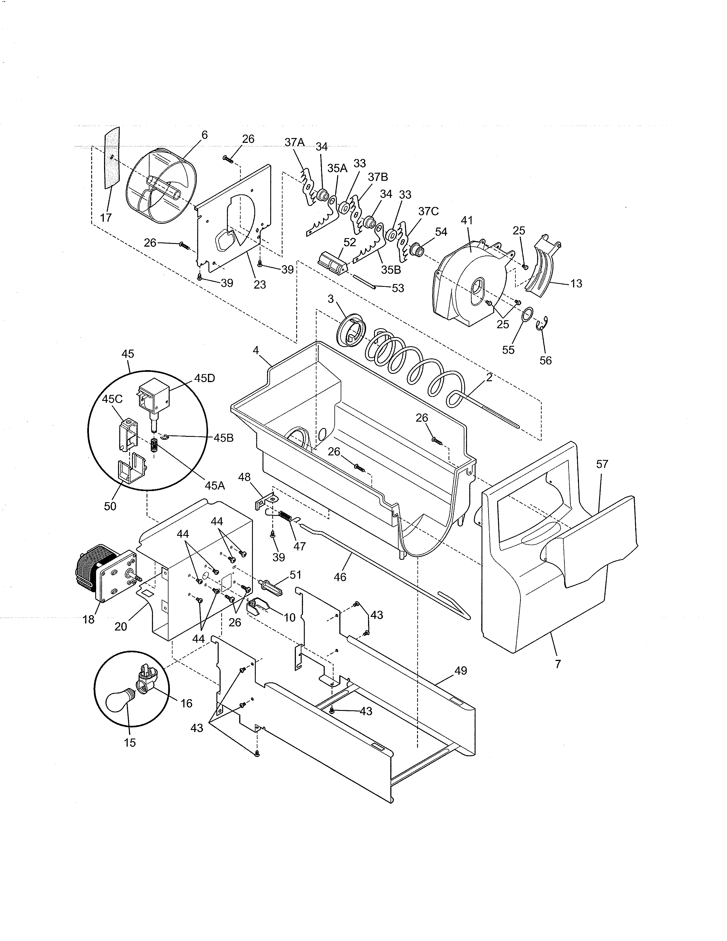 Frigidaire FRS3R5EMBC ice container diagram