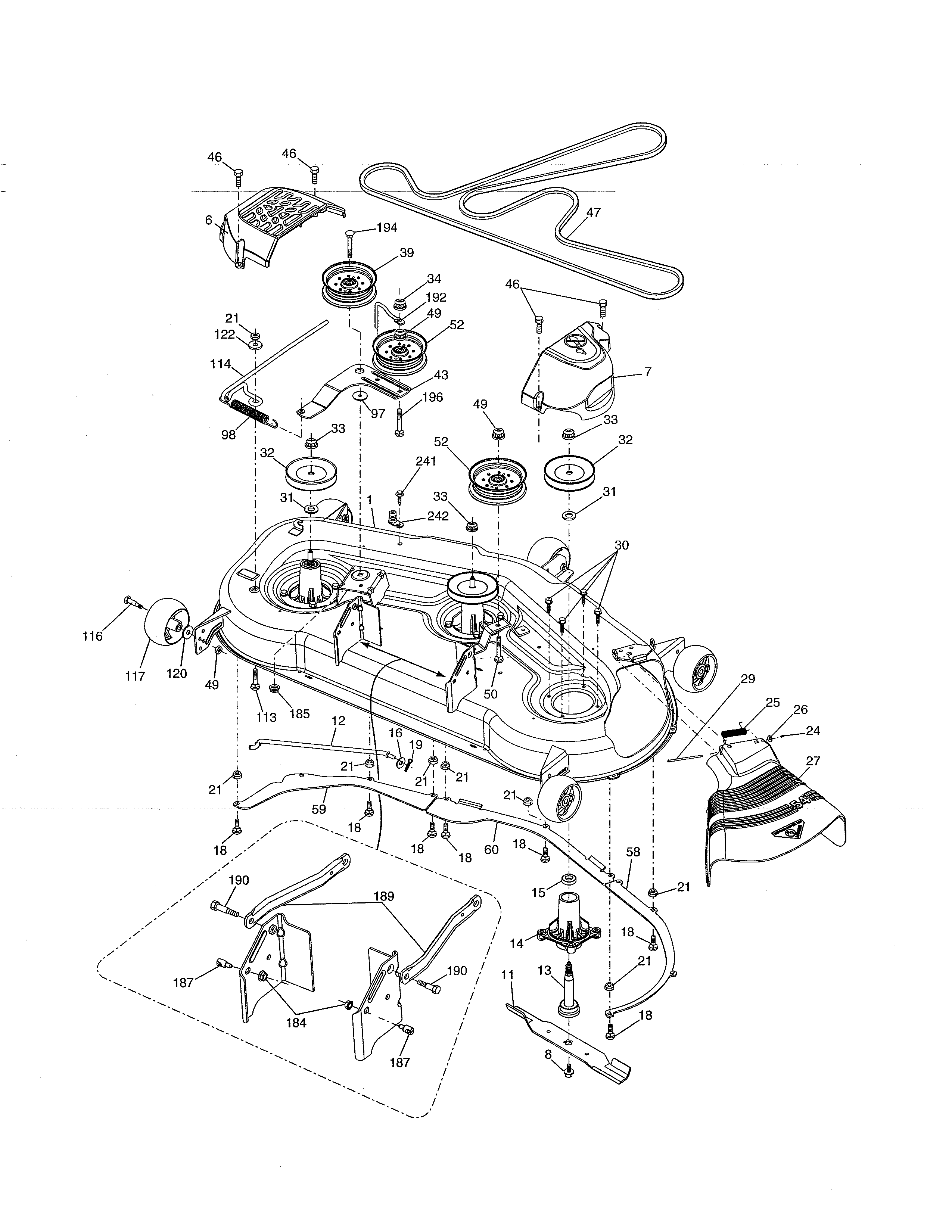 Husqvarna LGT24K54/240471 mower deck diagram