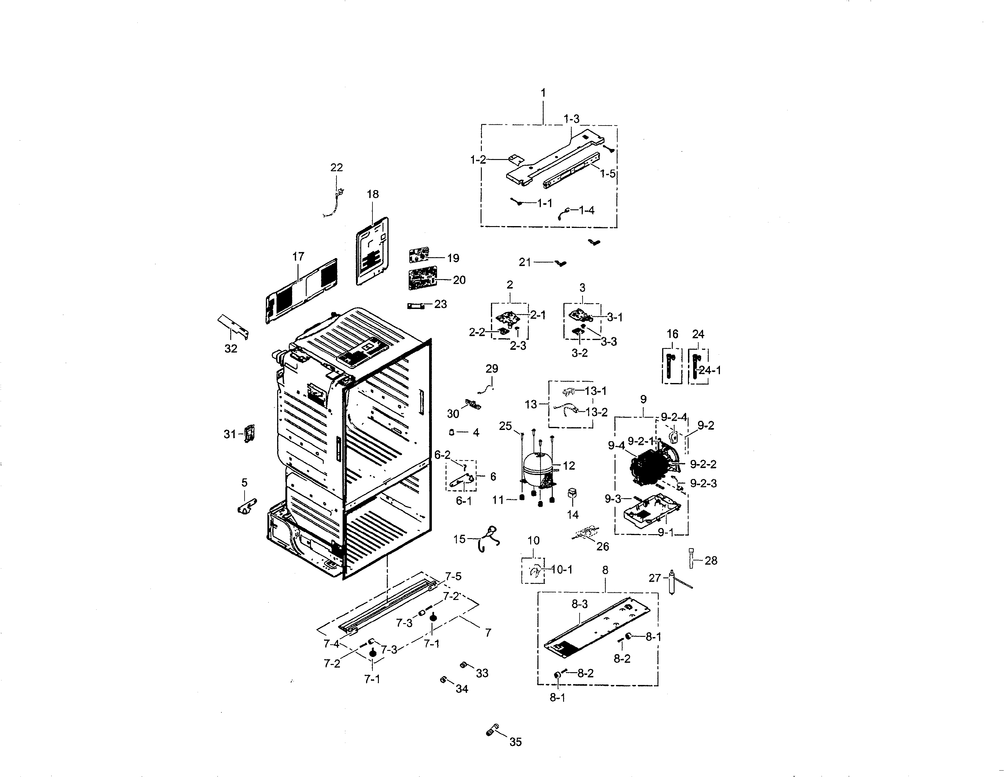 Samsung RF260BEAEWW/AA-01 cabinet diagram