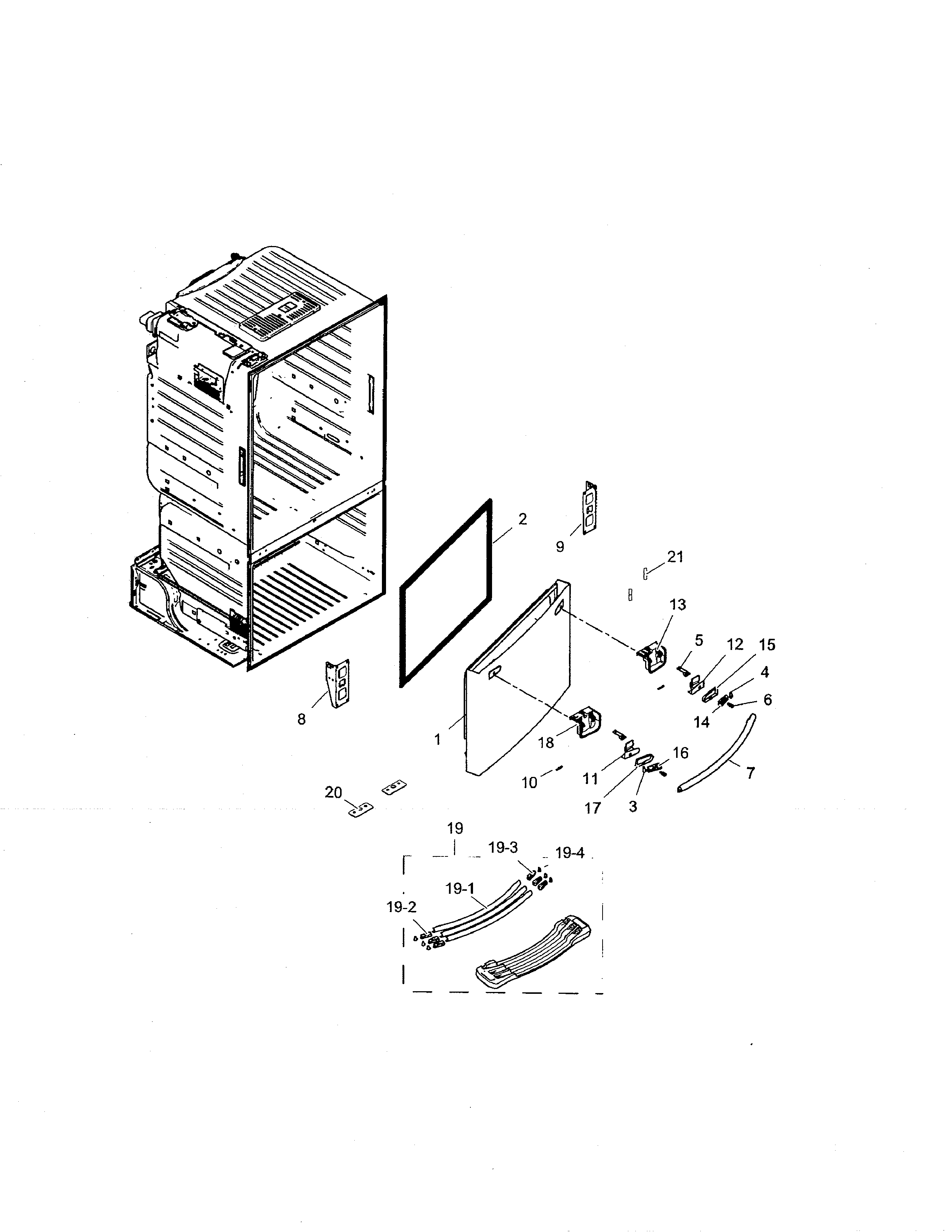 Samsung RF260BEAEWW/AA-01 freezer door diagram
