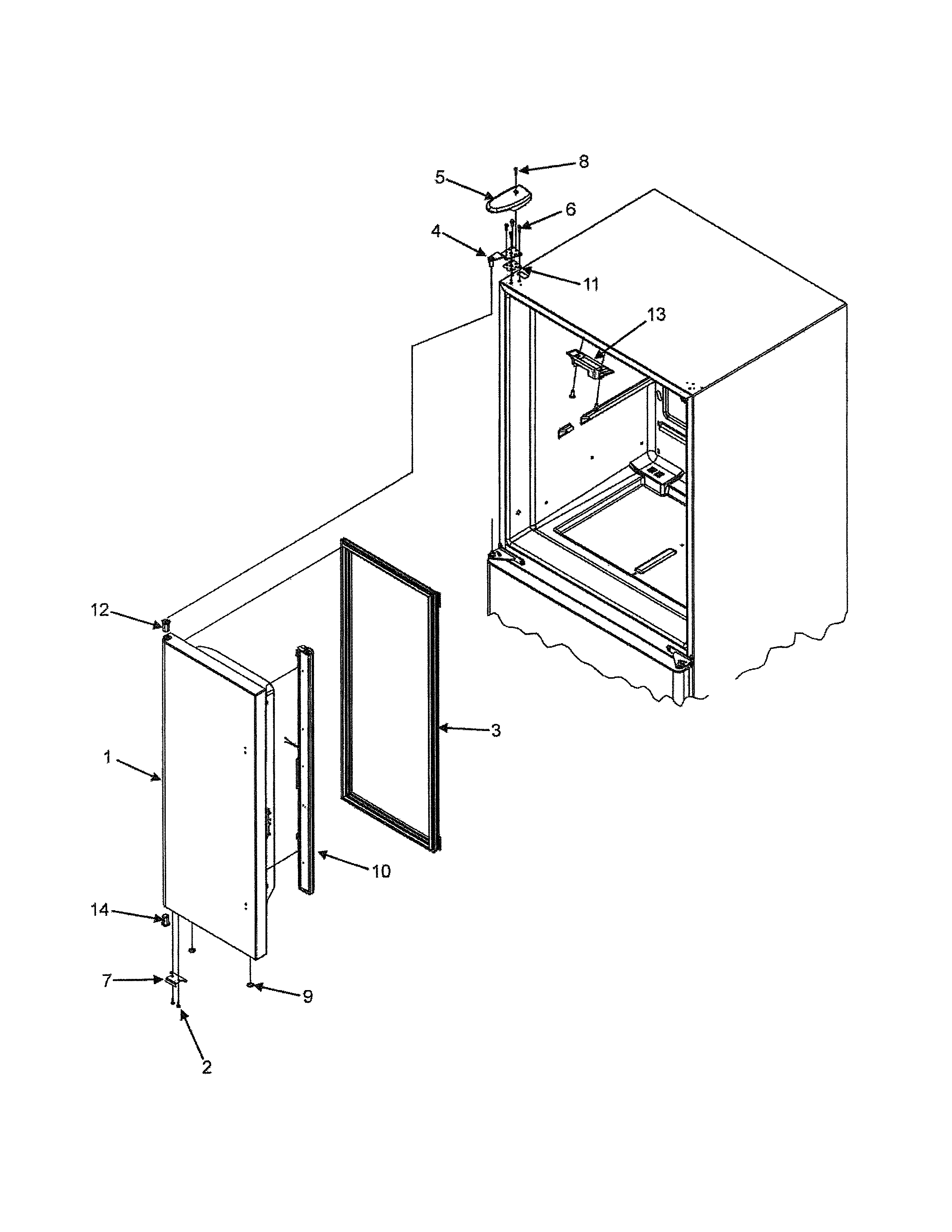 Dacor EF36BNDFSS left refrigerator door diagram