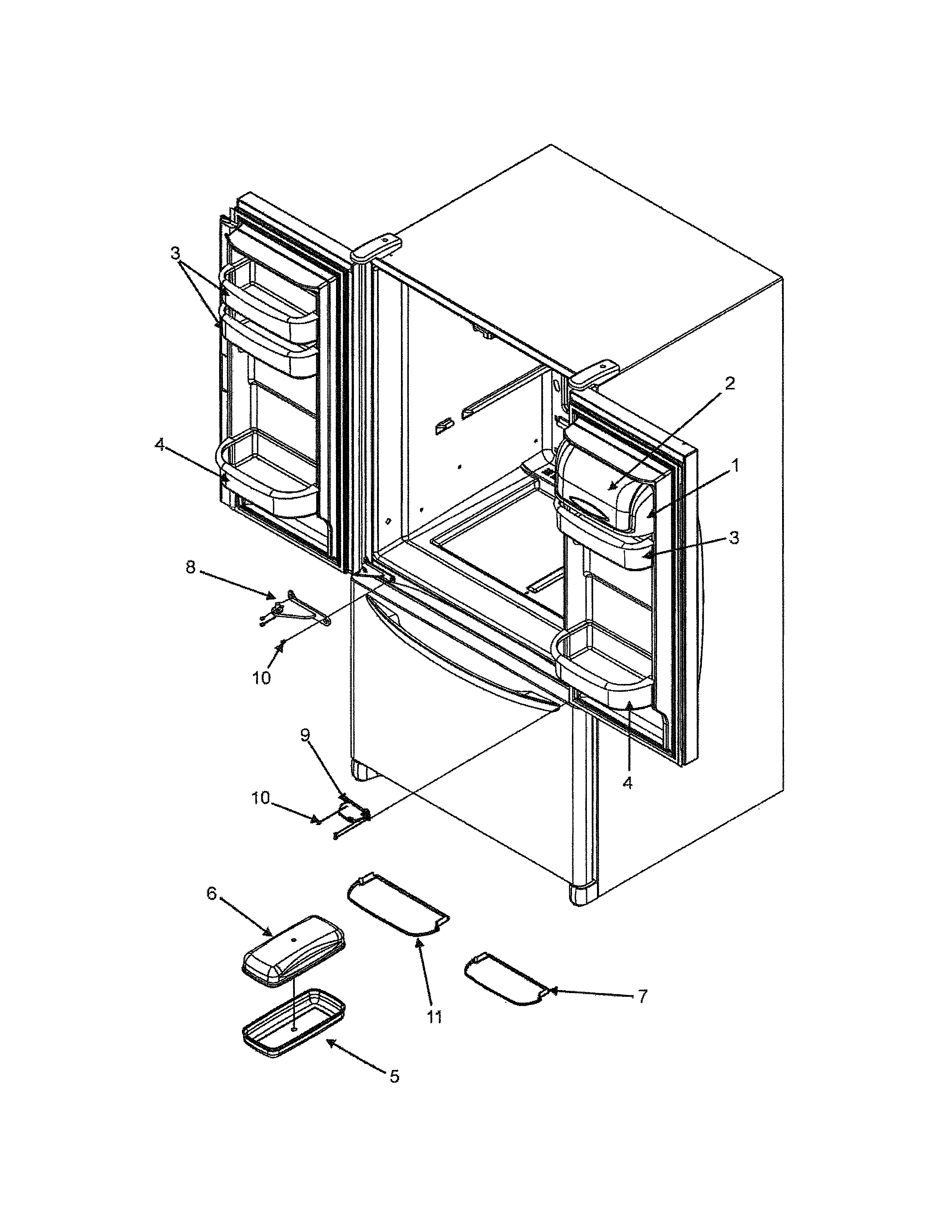 Dacor EF36BNDFSS ref dr storage & center hinges diagram