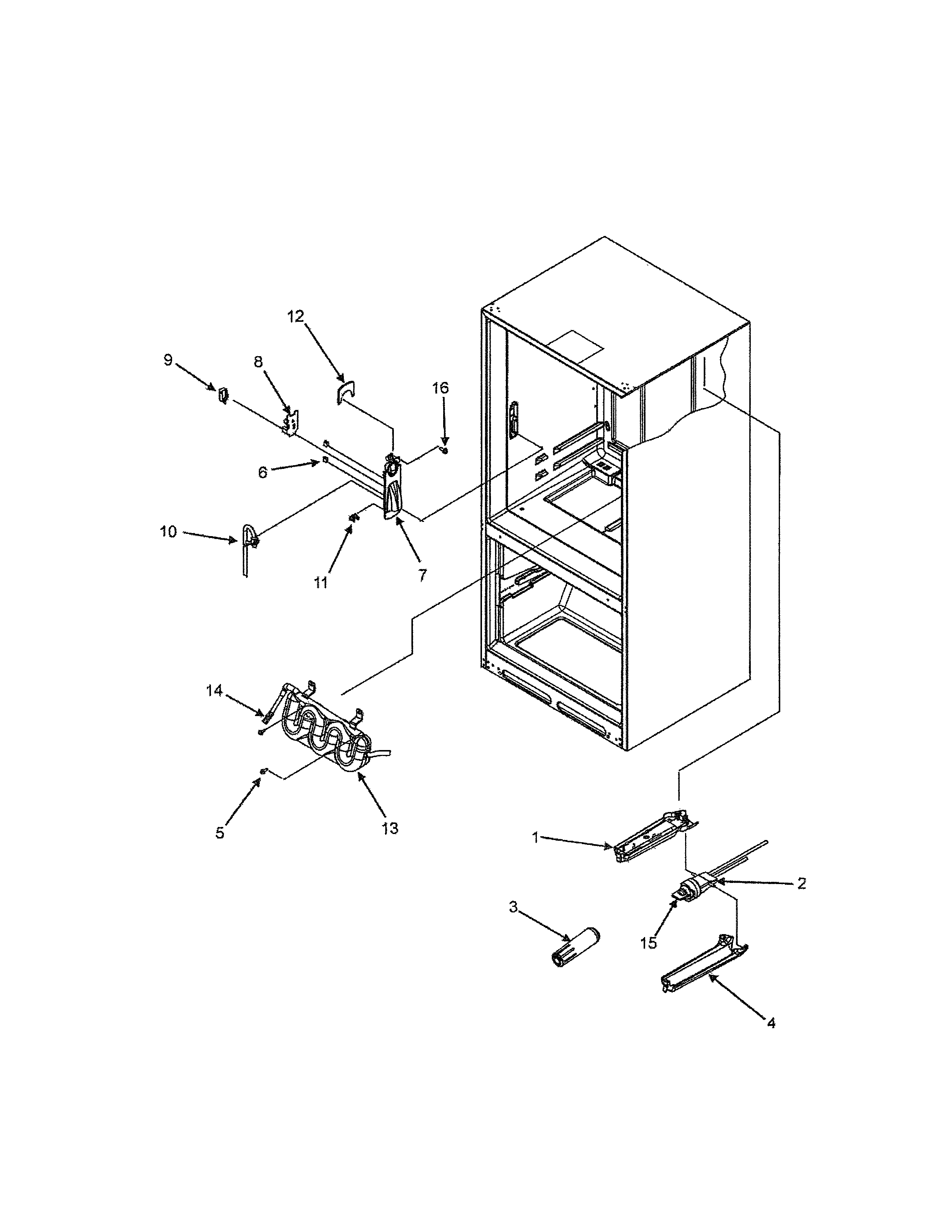 Dacor EF36BNDFSS water dispenser, filter, & tank diagram