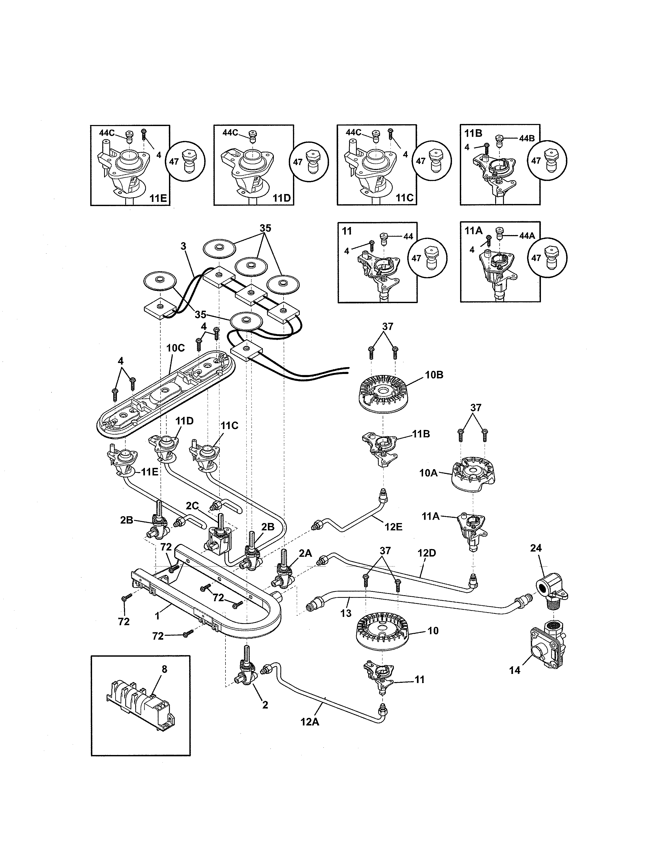 Kenmore Pro 79031013601 burner diagram